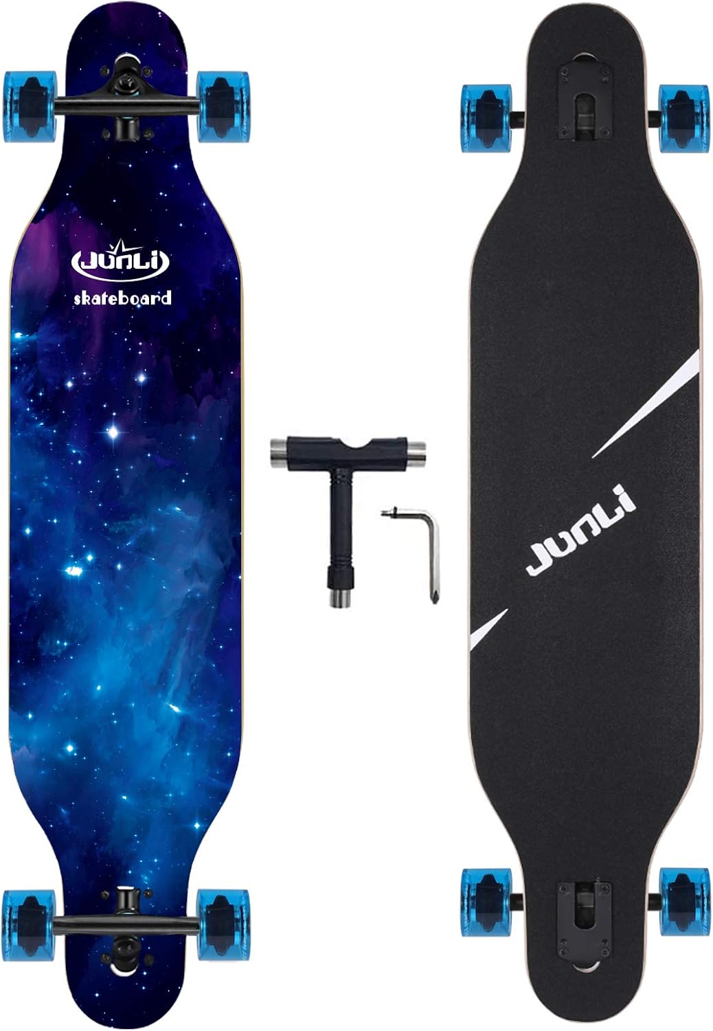 Junli 41 Inch Freeride Skateboard Longboard - Complete Skateboard Cruiser for Cruising, Carving, Free-Style and Downhill