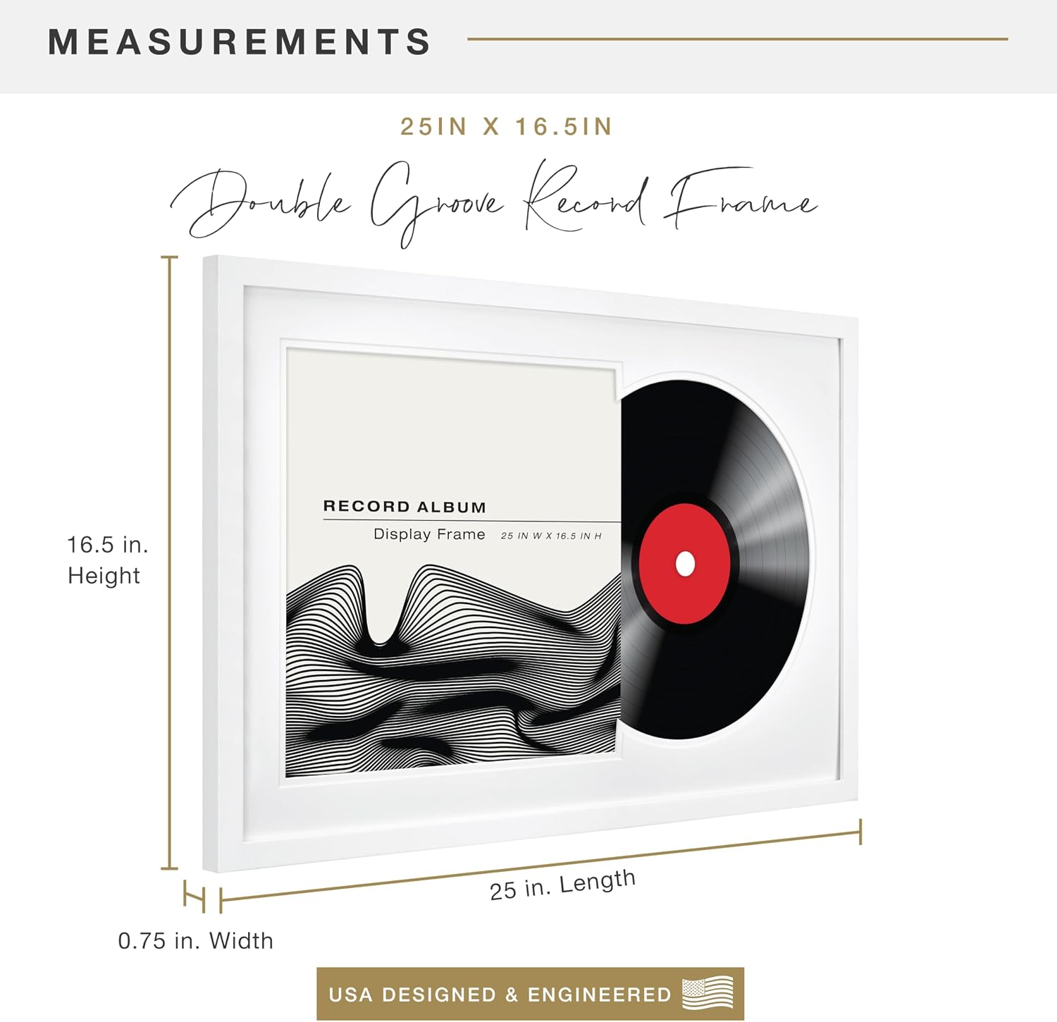 MCS Single Matted Record Album Frame, 15x15, Black