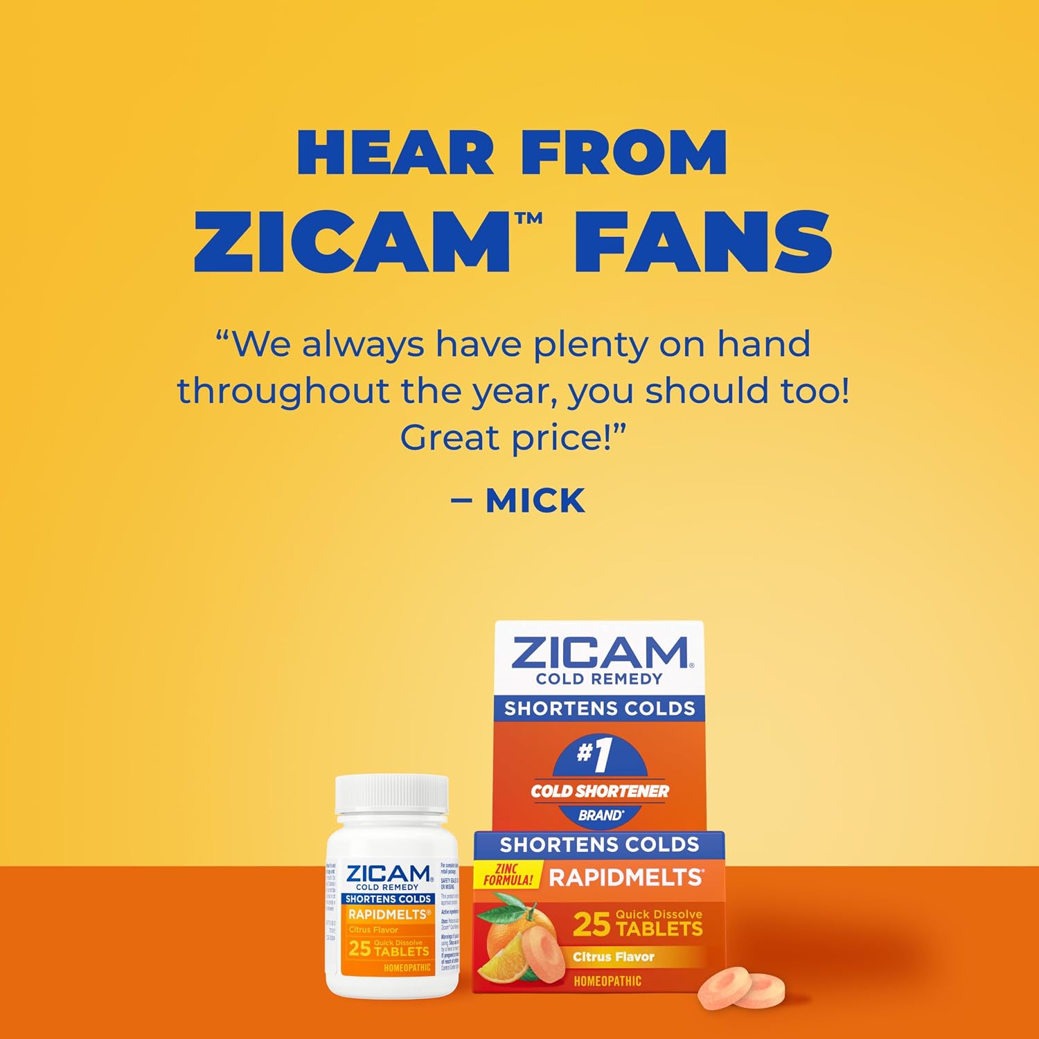 Zicam Cold Remedy RapidMelts, Citrus, 25 Count