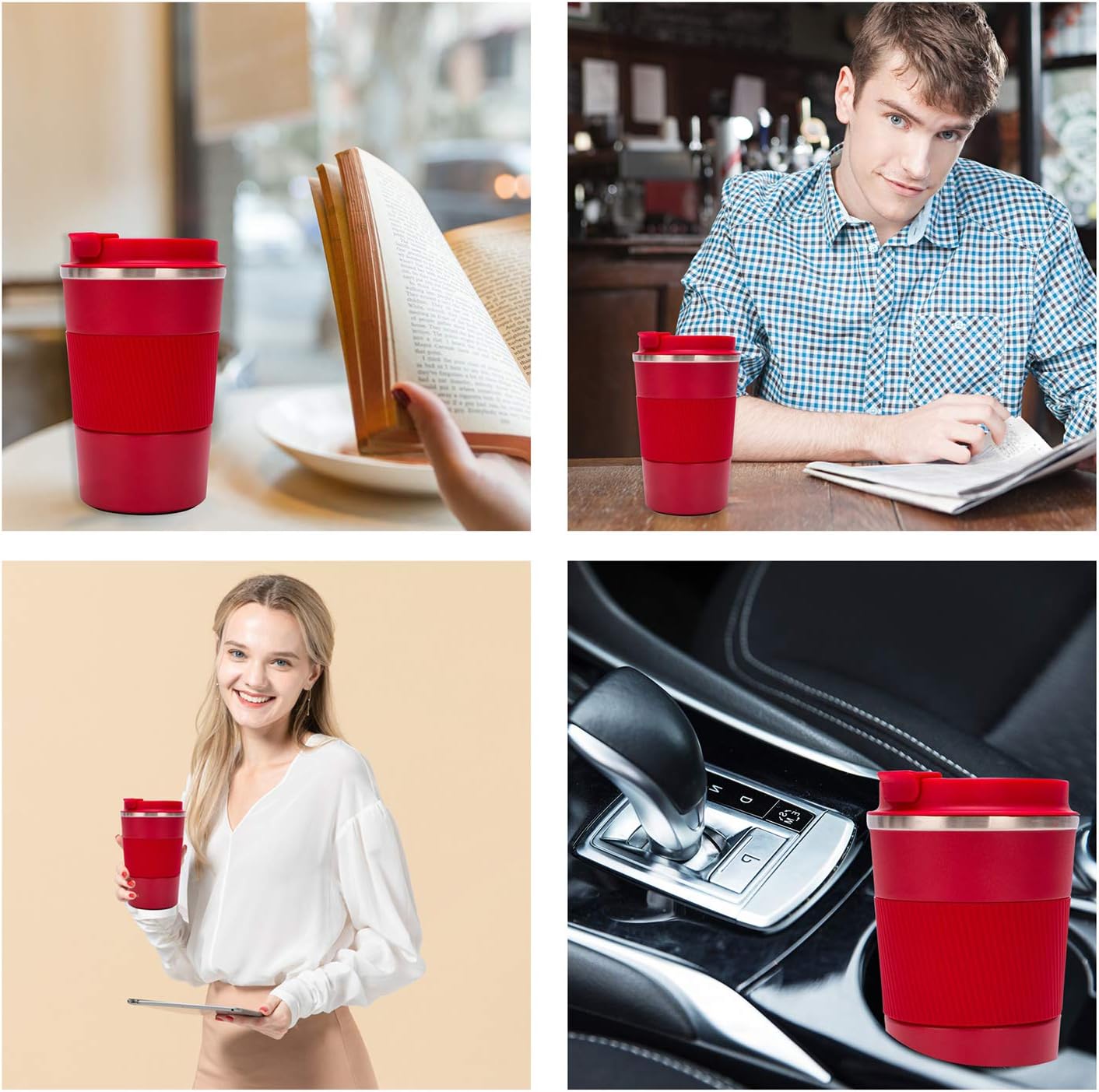 16oz Travel Coffee Mug Spill Proof, Insulated Coffee Mug with Lid, Leakproof Coffee Tumbler, Stainless Steel Vacuum Coffee Cup for Hot/Cold Drinks