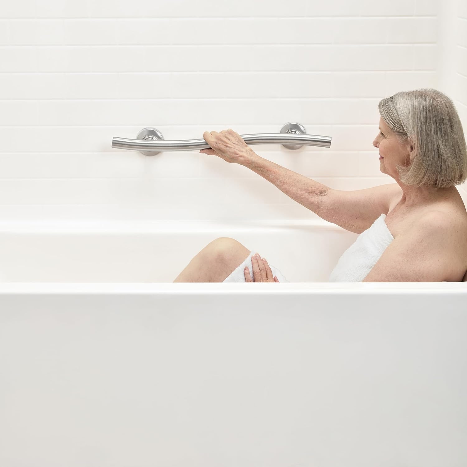 Seachrome 36 inch Bathroom Wave Grab Bar Satin Finish