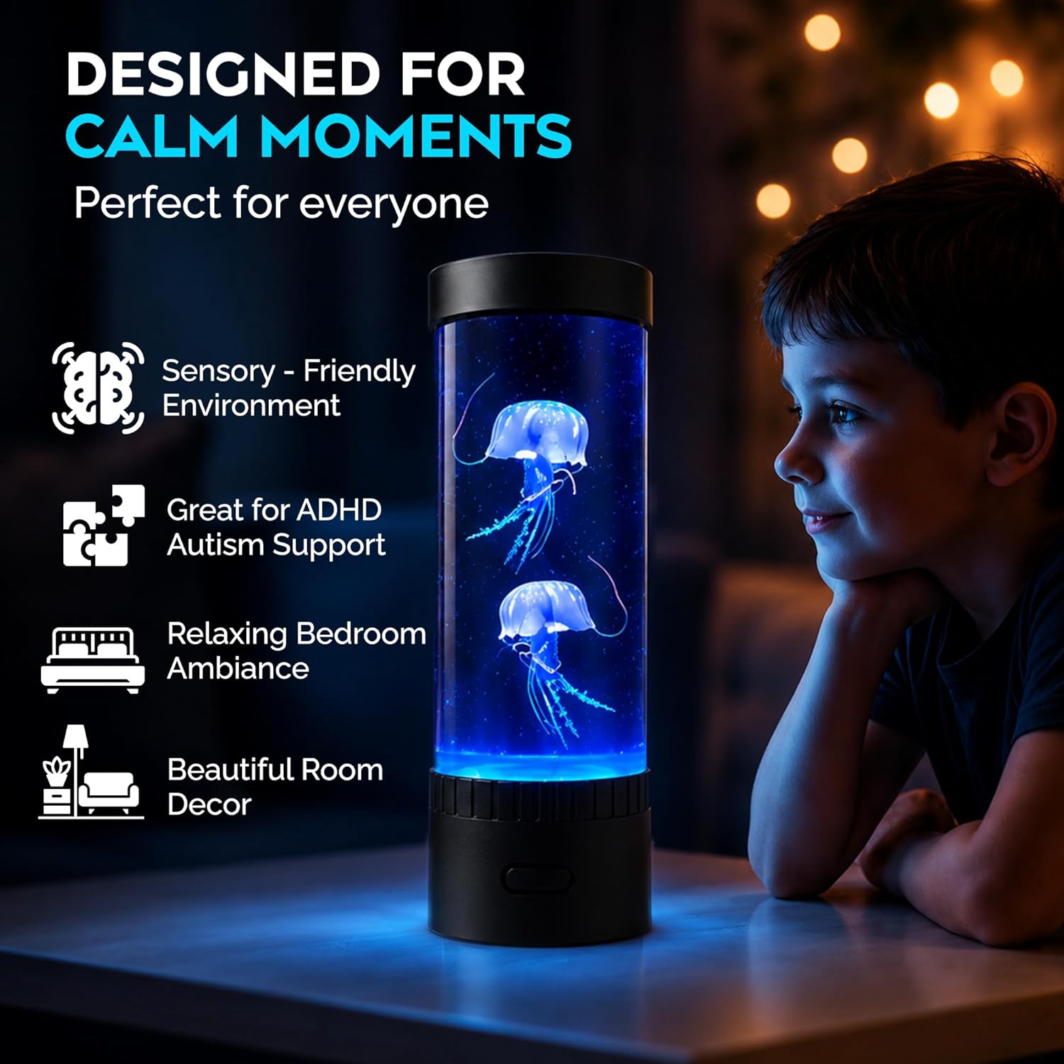 Brewish Jellyfish Lamp, 16 Color Options, 4 Mode Lifelike Jellyfish Aquarium, Electric Jellyfish LED Night Light, Fake Aquarium, Home Decor