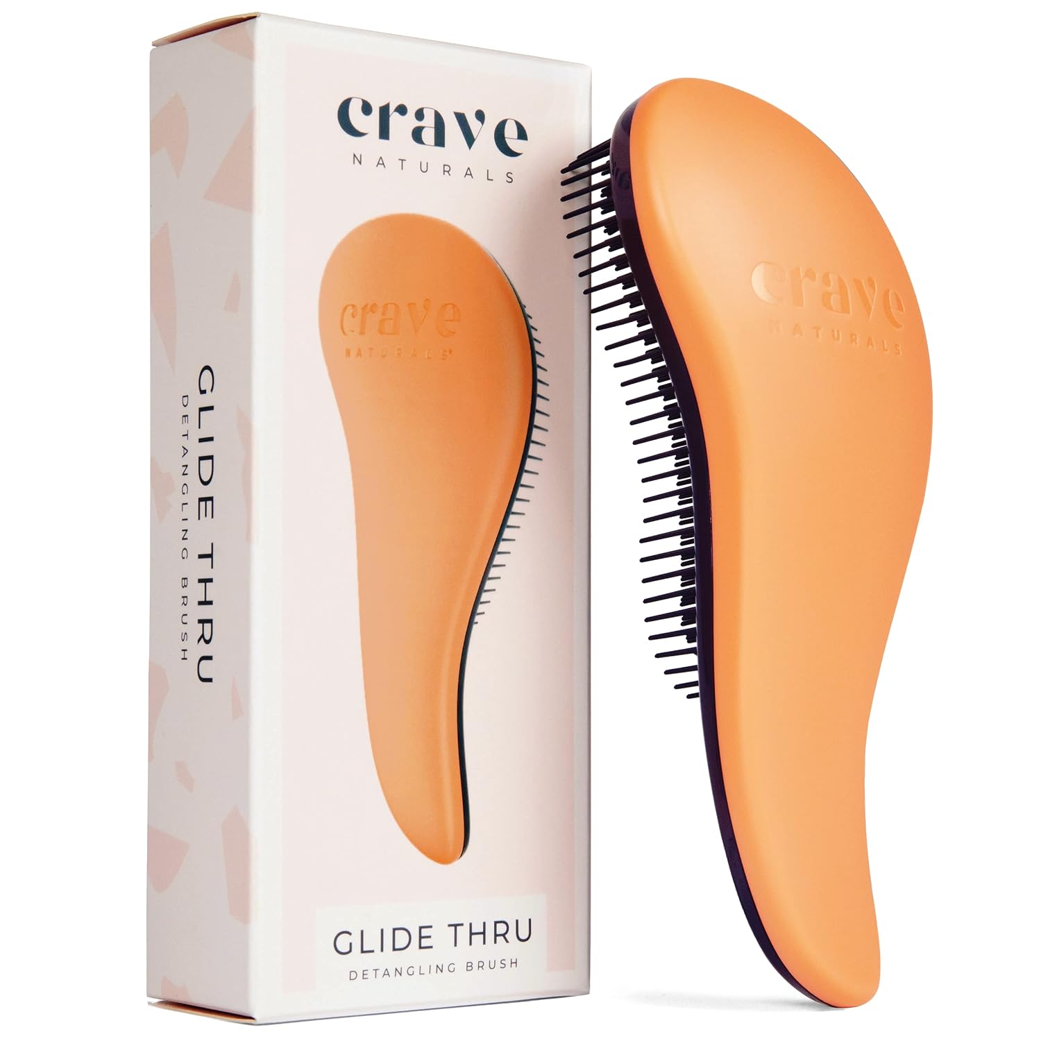 Crave Naturals Glide Thru Hair Brush - Detangler Brush for Curly, Straight, Wet or Dry Hair - Gentle Detangling Brushes for Adults, Kids, Toddlers - Hair Accessories for Women, 7.5x3" - Pink