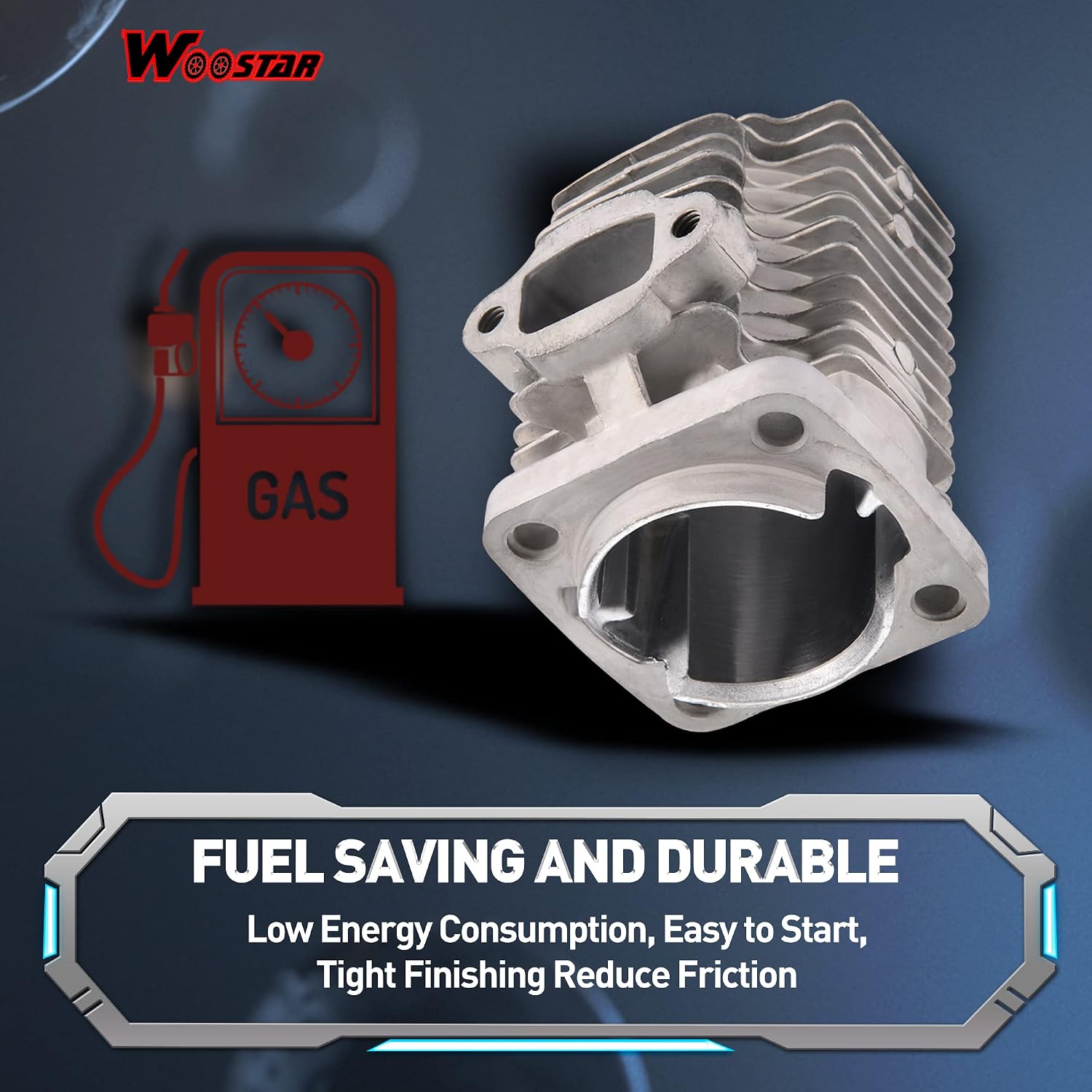 WOOSTAR 44mm Big Bore Cylinder with Piston Ring Kit Replacement for 2 Stroke 43cc 47cc 49cc Scooter Mini Pocket Bike