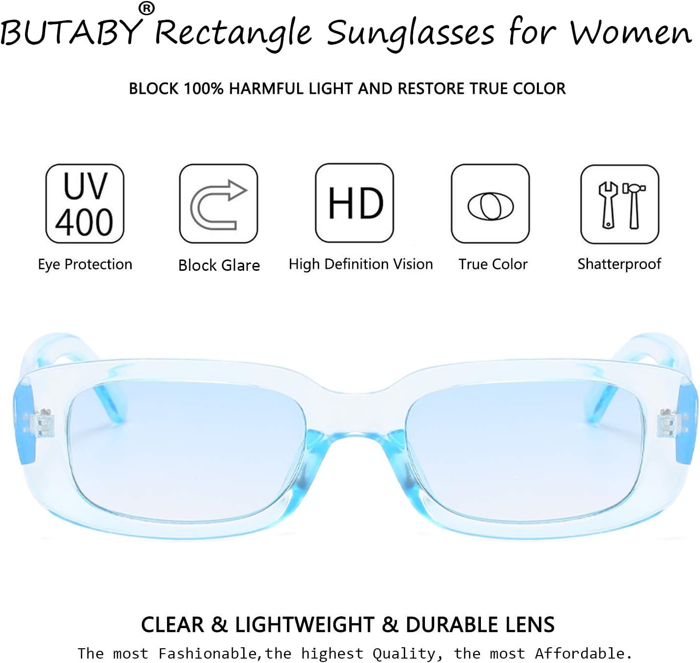 BUTABY Rectangle Sunglasses for Women Retro Driving Glasses 90’s Vintage Fashion Narrow Square Frame UV400 Protection