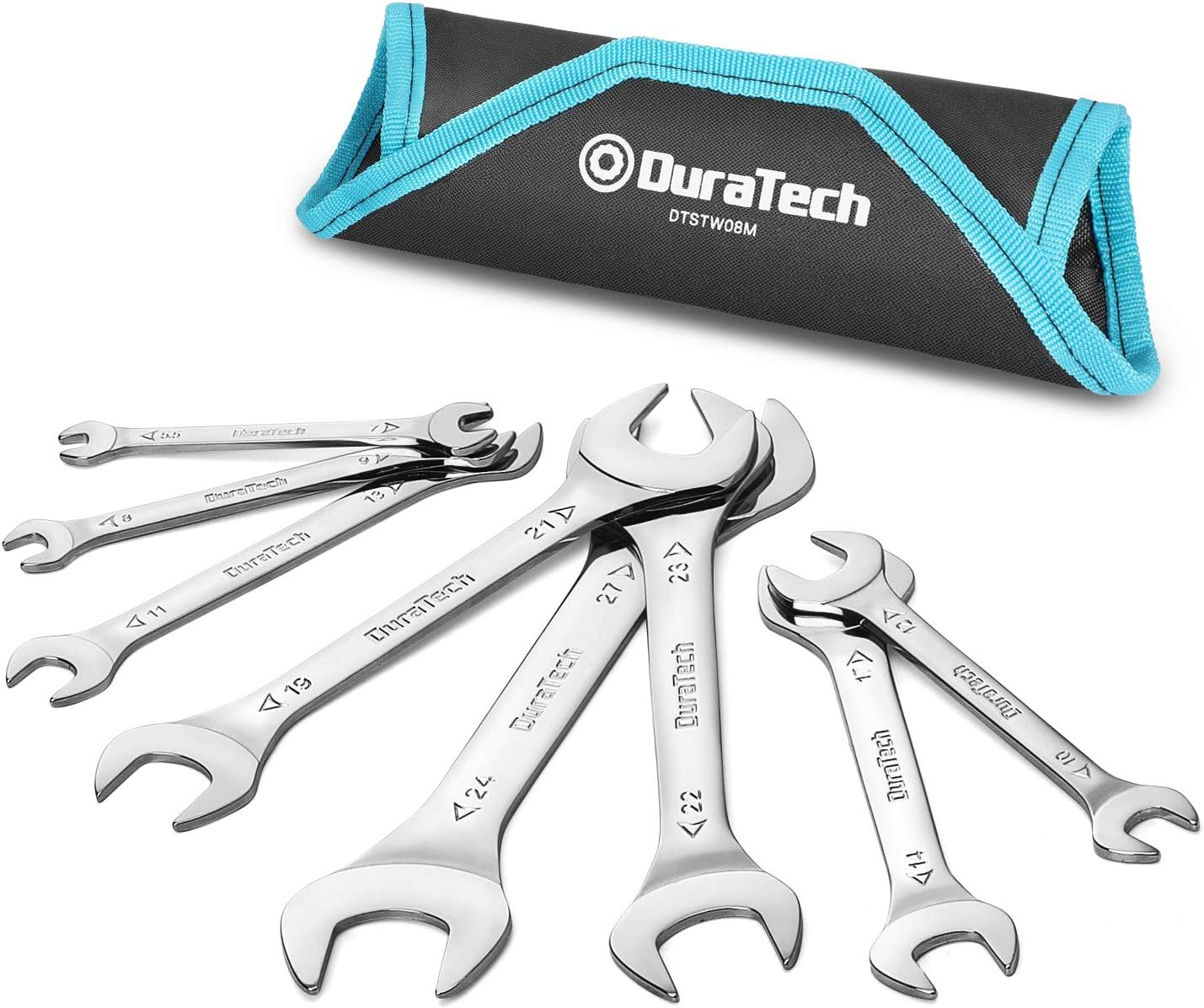 DURATECH Super-Thin Open End Wrench Set, 8-Piece, Metric