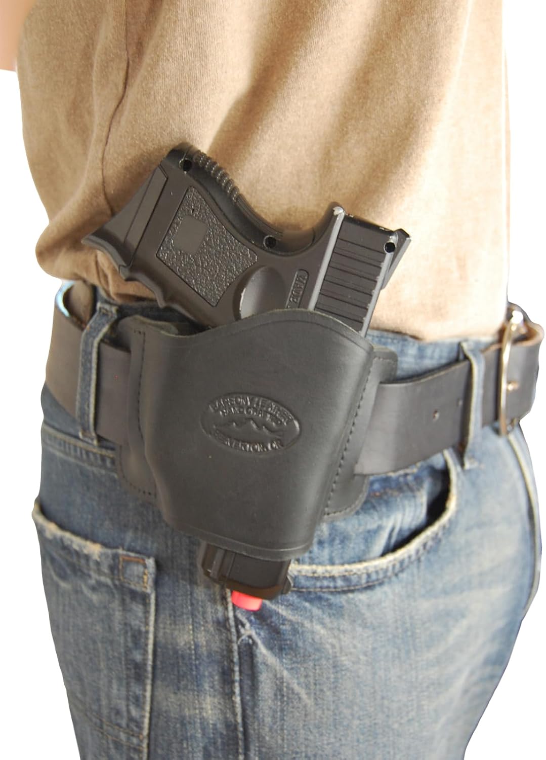New Barsony Quick Slide Gun OWB Black Leather Holster for Compact 9mm 40 45 Pistols