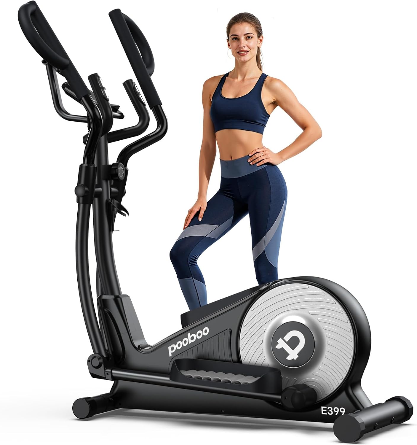 pooboo Elliptical Machine, Elliptical Exercise Machine with 16-Level Resistance&Quiet Magnetic Driving System, Elliptical Machine for Home with LCD Monitor&15.5-17IN Stride, 350LBS Weight Capacity