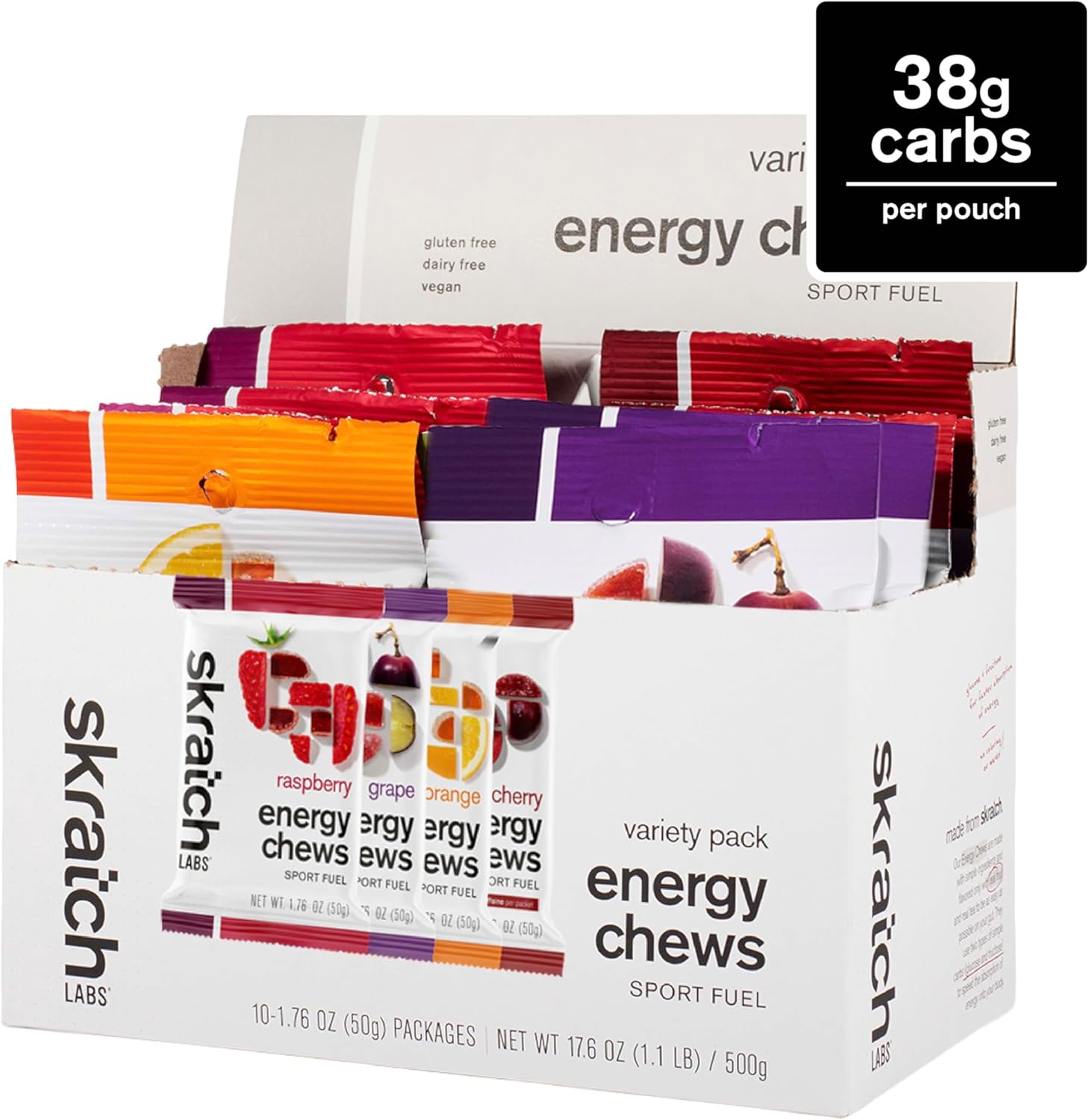 Skratch Labs Energy Chews, Caffeinated Sour Cherry, 10 Pack