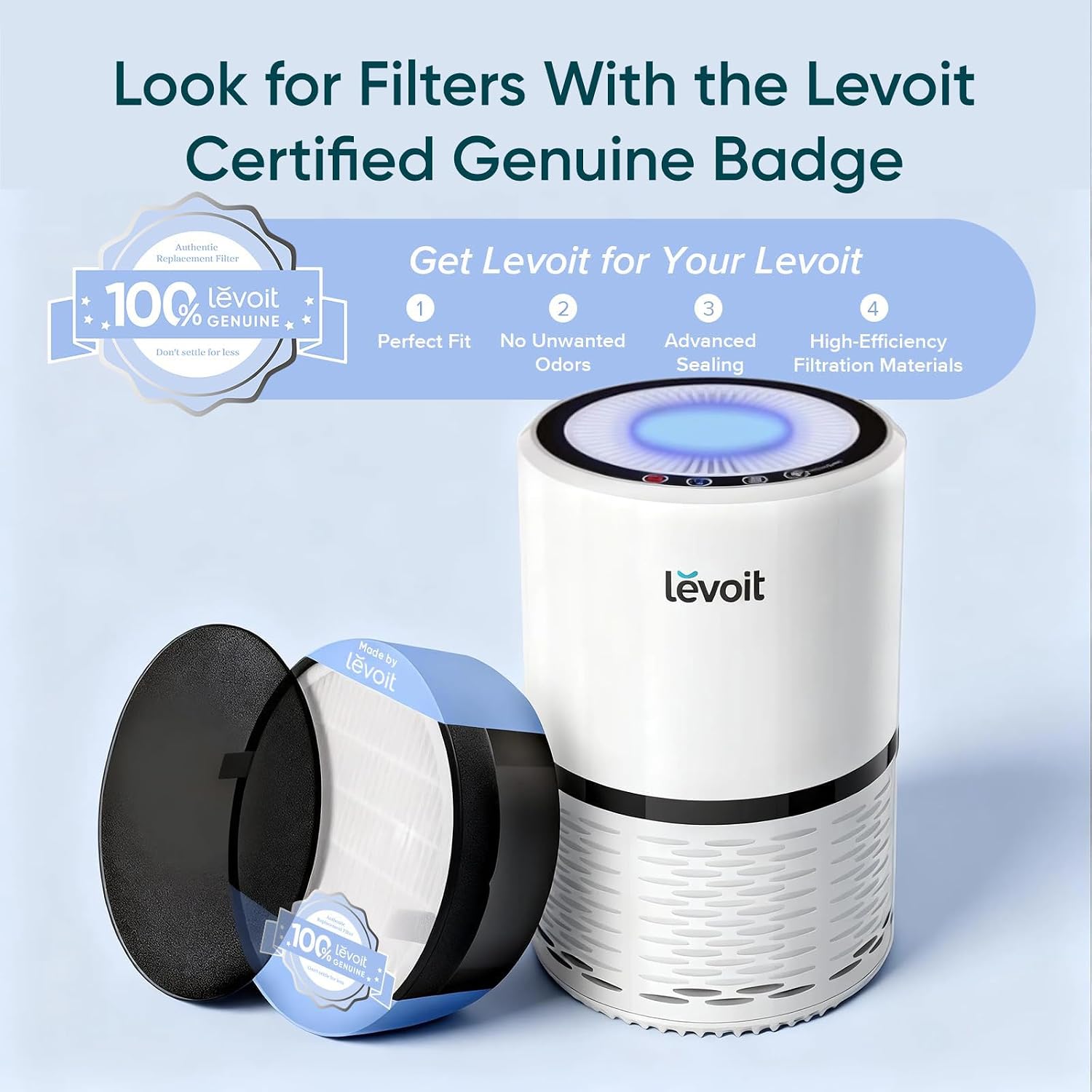 Levoit Air Purifier for Home Pets Bedroom Dorm Room, Smart & Voice Control