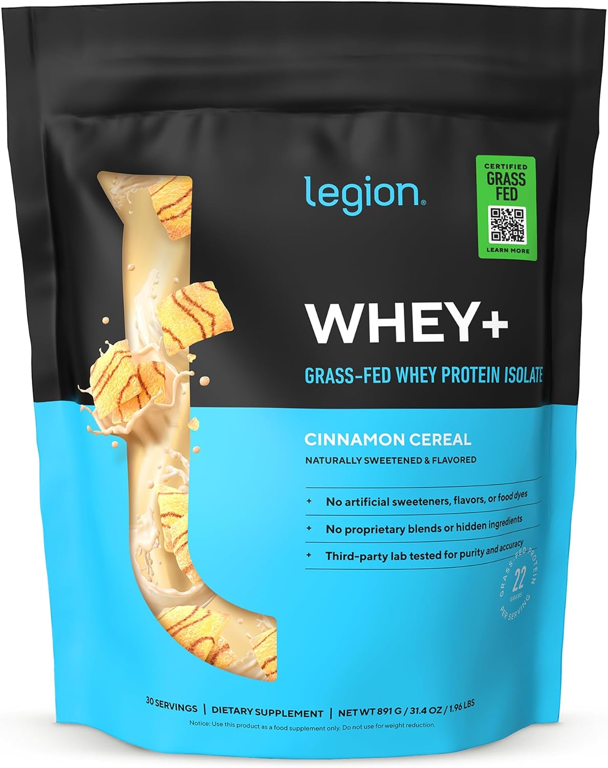 LEGION Whey+ Protein Whey Isolate from Grass Fed Cows (French Vanilla, 30 Servings) - Whey Protein Isolate Powder, Low Calorie, Non-GMO, Sugar Free, Lactose and Gluten Free, All Natural Protein Powder