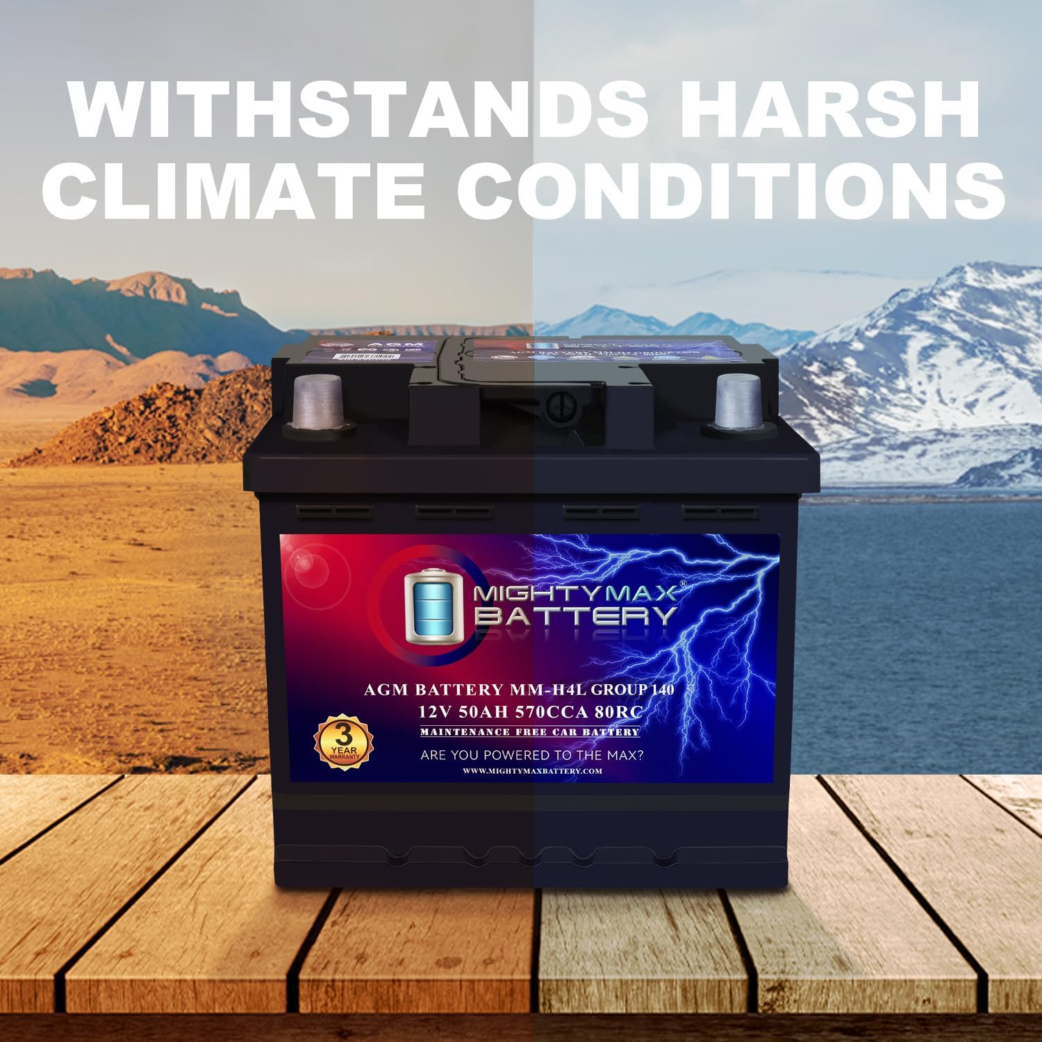 Mighty Max Battery MM-H8 Start and Stop Car BCI Group 49 12V 95Ah, 160RC, 900 CCA Rechargeable AGM Car Battery