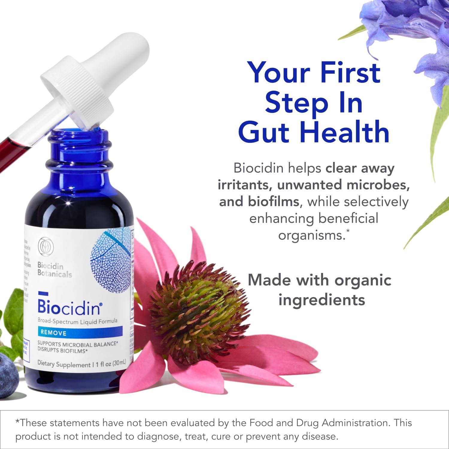 Biocidin Broad-Spectrum Liquid Formula Drops for Microbiome Balance, 1 Oz | Broad-Spectrum Botanical Drops, 18 Botanical Extracts, Microbiome Balance