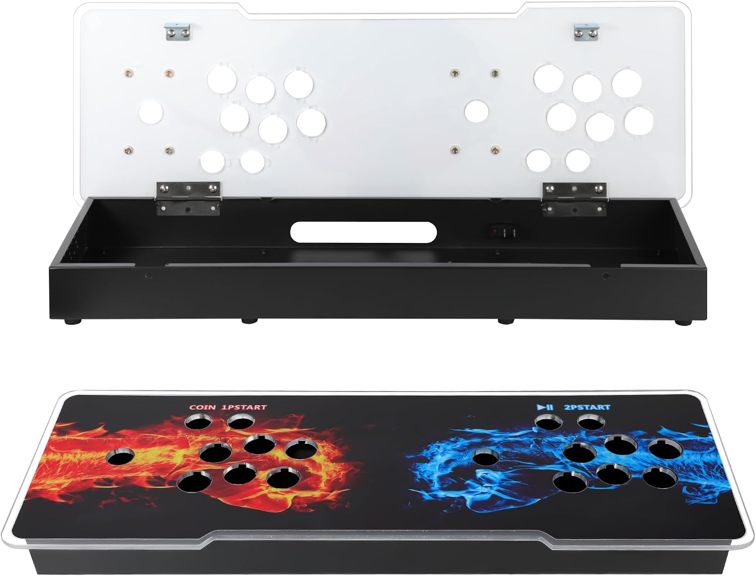 Sturdy DIY Arcade Console Kit - Metal Base and Acrylic Panel, 2 Player Video Game Machine Case, Supports 8 Buttons Each