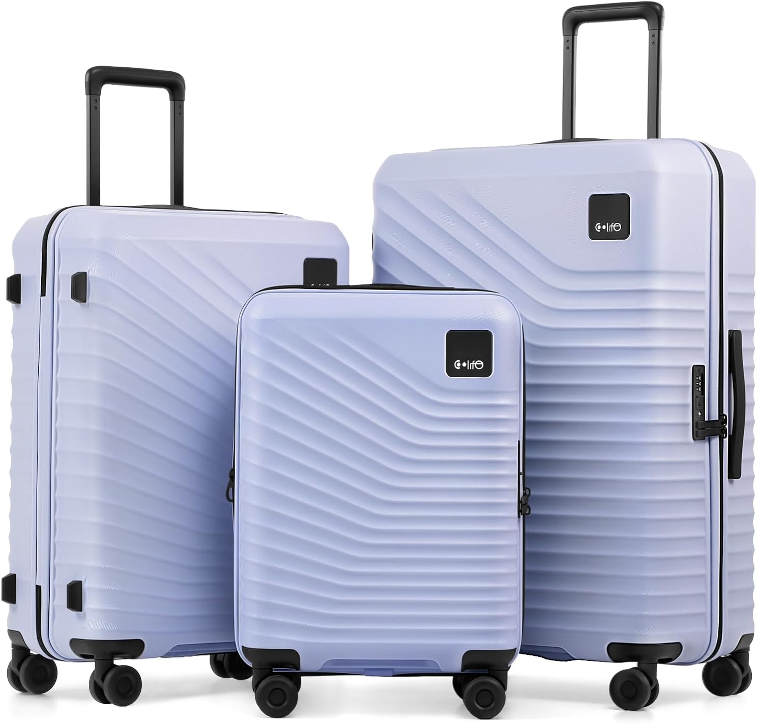 Coolife Luggage Carry-On, Lightweight PC Hardside Suitcase, 20-Inch, Black | Expandable Carry-On, Dual Spinner Wheels, TSA-Approved Lock, Upgraded PC Hardshell, Durable Travel Suitcase
