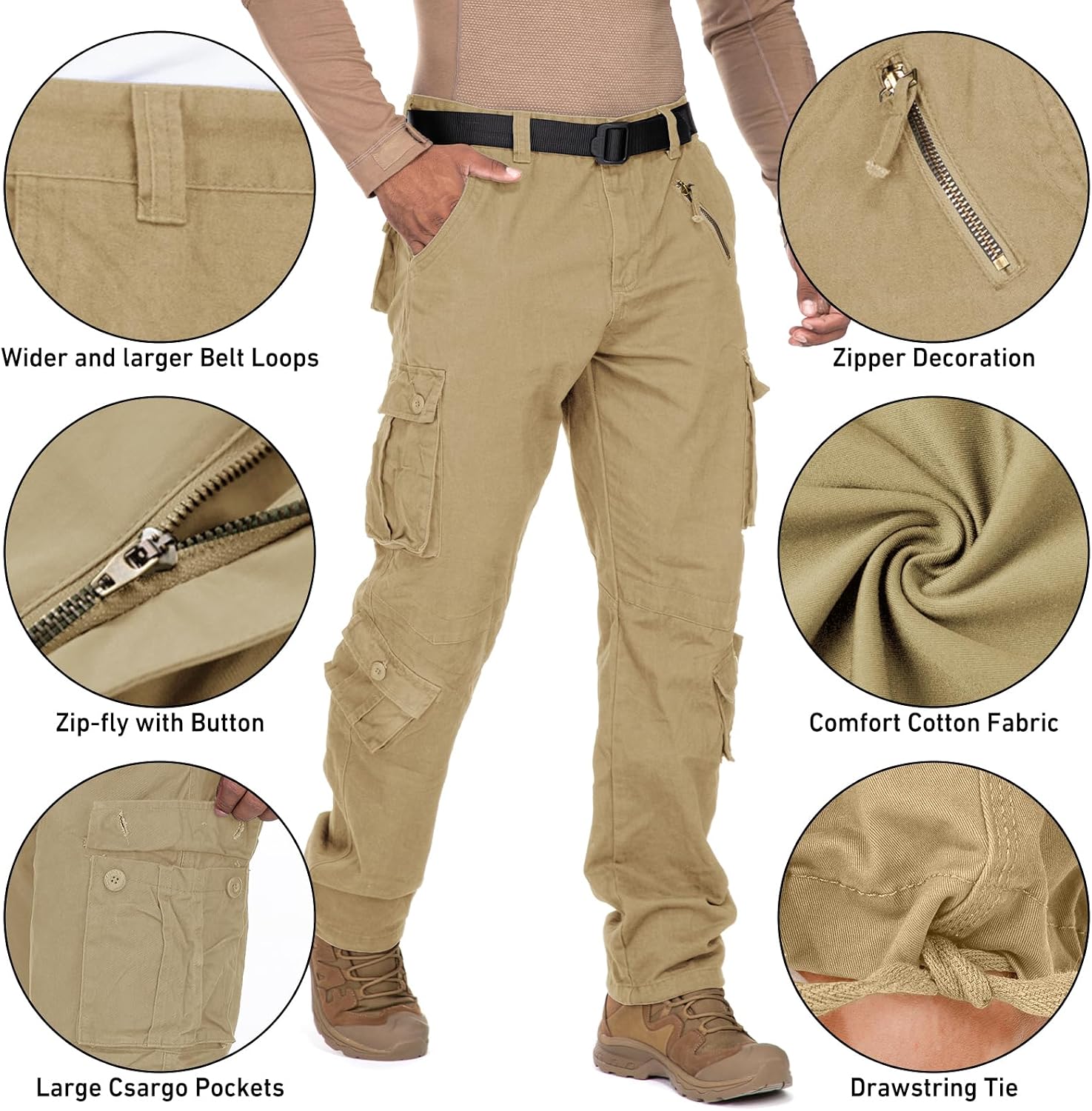 Mens Cargo Pants Camo Work Tactical Rip Stop BDU Casual Army Military Pants | 100% Cotton,Wear Resistant,Breathable,Sweat-absorbent,Men's Wild Cargo Pants with 8 Pockets,Relaxed Loose Fit Hiking Pants
