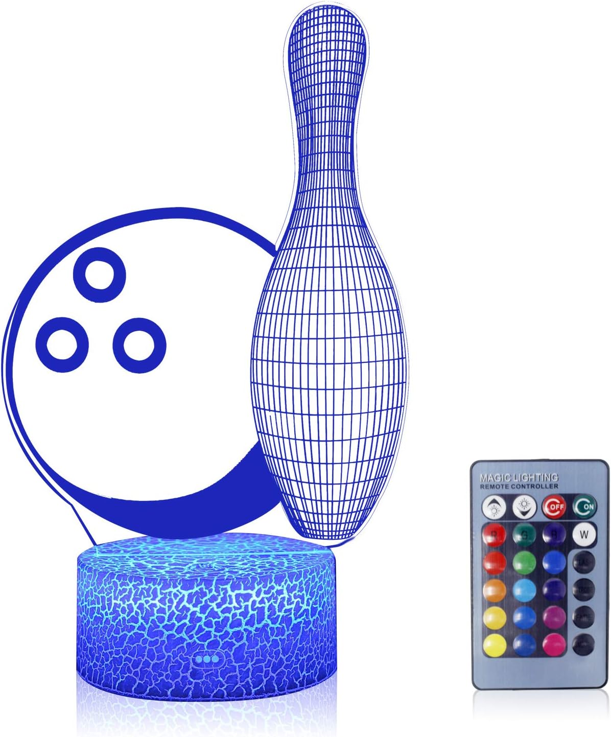 Volleyball 3D Illusion Night Light,16 Colors Changing Touch Switch & Remote Control,Acrylic Flat & ABS White Crack Base &USB Cable Table Lamp