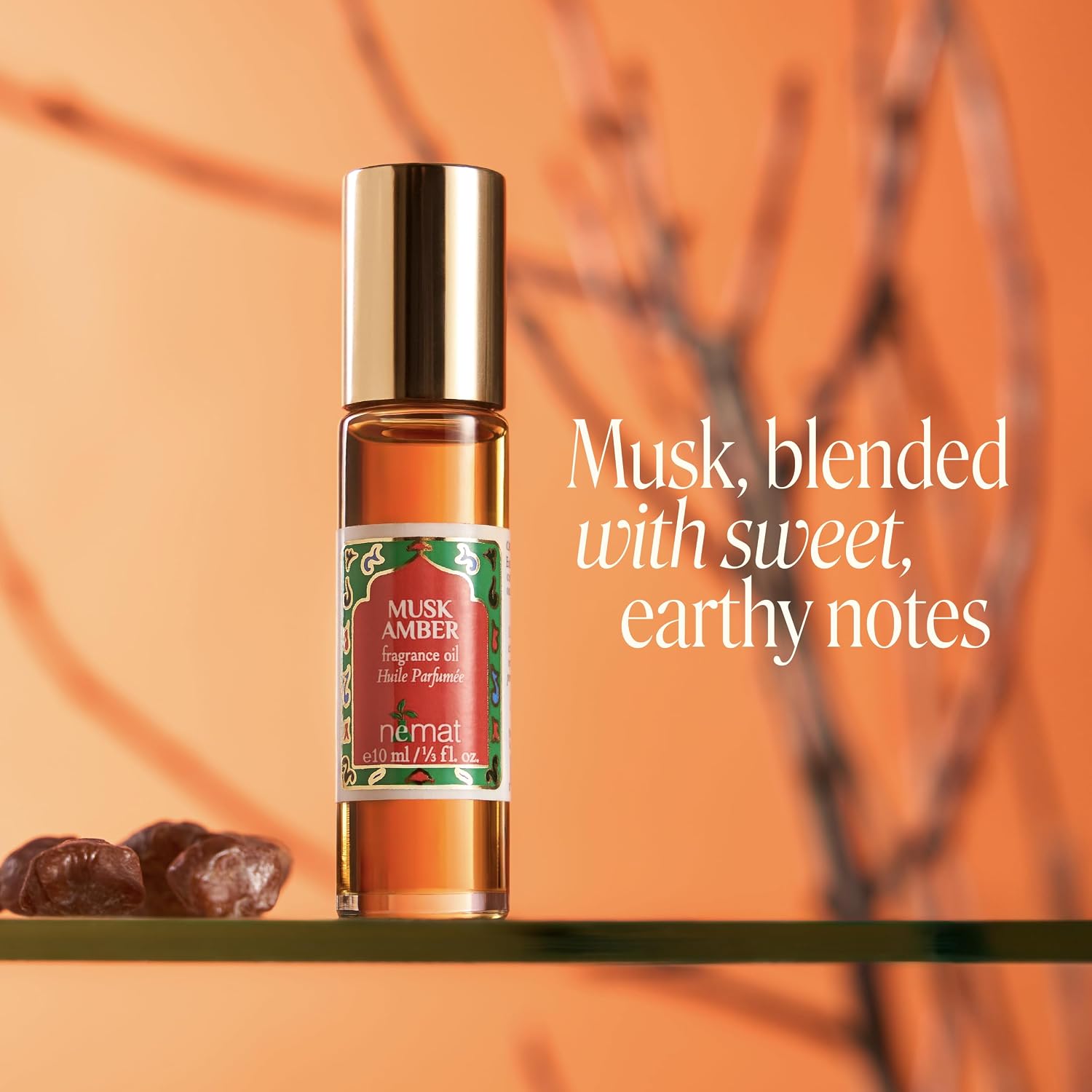 Nemat Fragrances – Musk Amber Roll-on Perfume (10ml / .34fl Oz) | Long Lasting, Alcohol Free, Essential Oil Based, Unisex, Roll-On Bottle