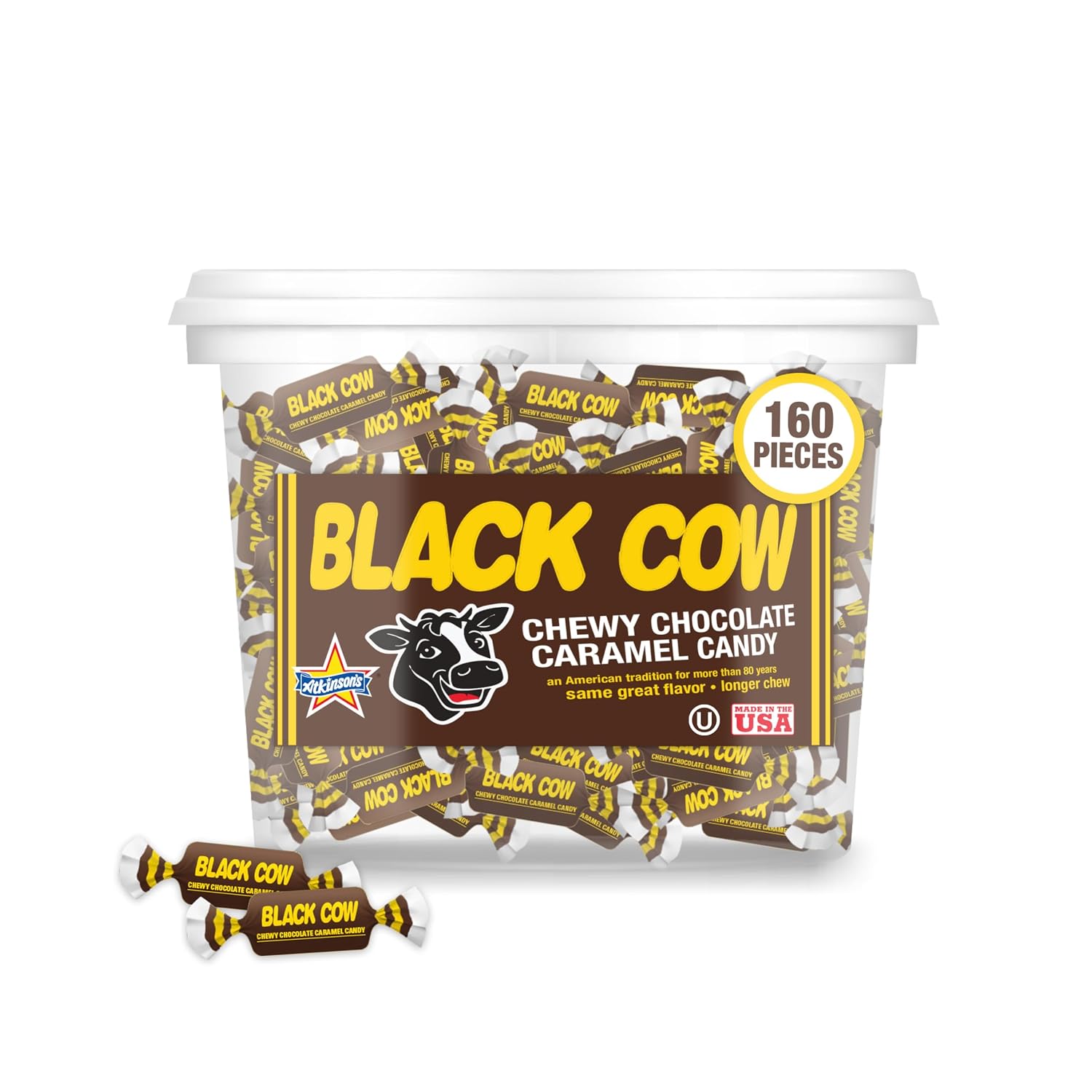 Atkinson's Black Cow Chocolate Caramel Bite Size Candy, 0.16oz