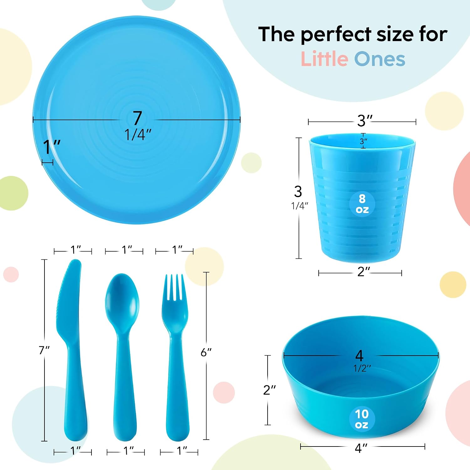 Plaskidy Kids Dinnerware Set for 4-24 Piece Plastic Childrens Dishes Dinnerware Sets Microwave/Dishwasher Safe BPA Free - Toddler Dinner Set