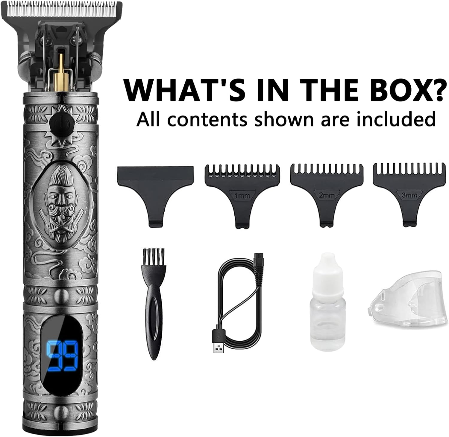 AMULISS Beard Trimmer for Men,Zero Gapped Vintage Professional Hair Clipper