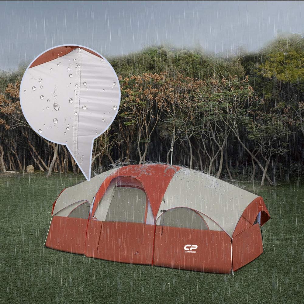 CAMPROS CP 8 Person Camping Tent, Room Divider, Rainfly, Weather Resistant