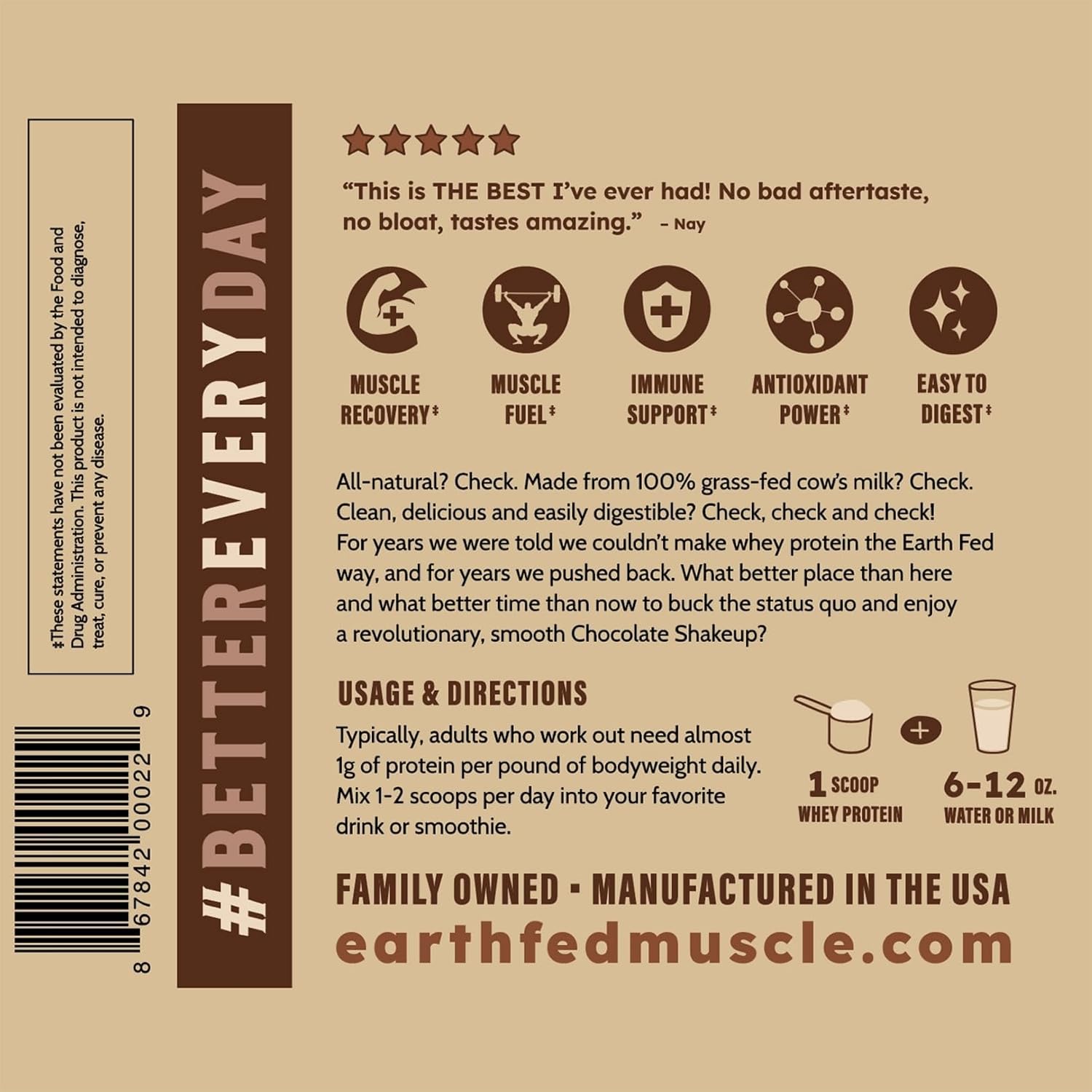 Earth Fed Muscle Whey Back Vanilla Irish Grass Fed Whey Protein Isolate | 25g protein per scoop, Third-Party Certified. Smooth vanilla, zero artificial sweeteners. Cold-processed in Ireland.
