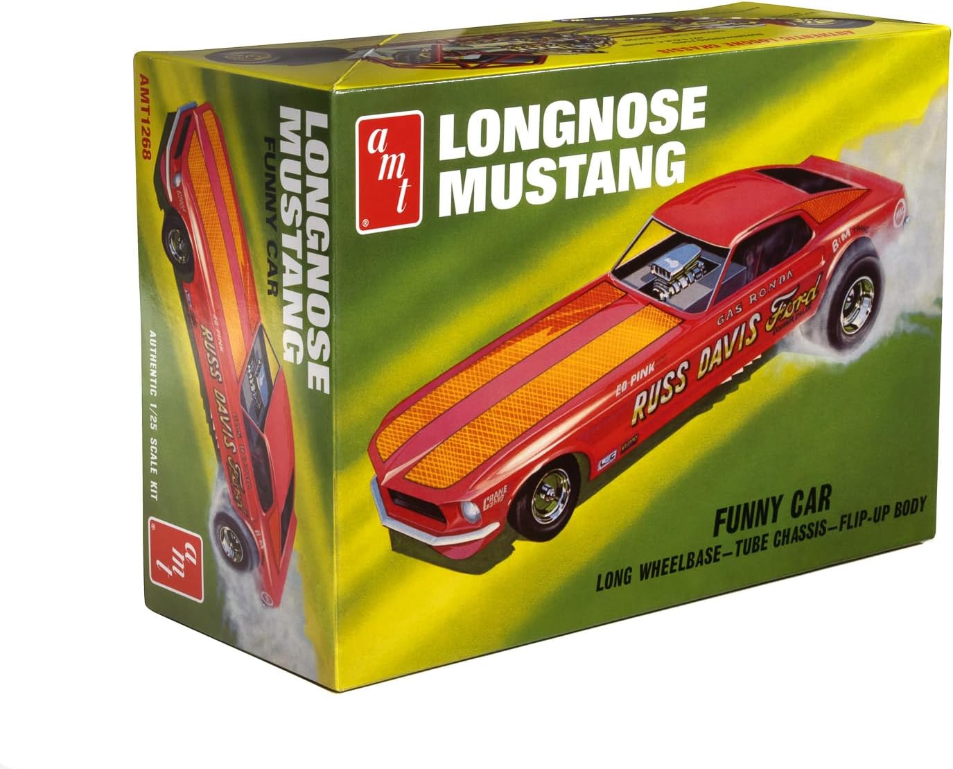 AMT 1969 Ford Mustang Long Nose Funny Car Gas Ronda 1:25 Scale Model Kit