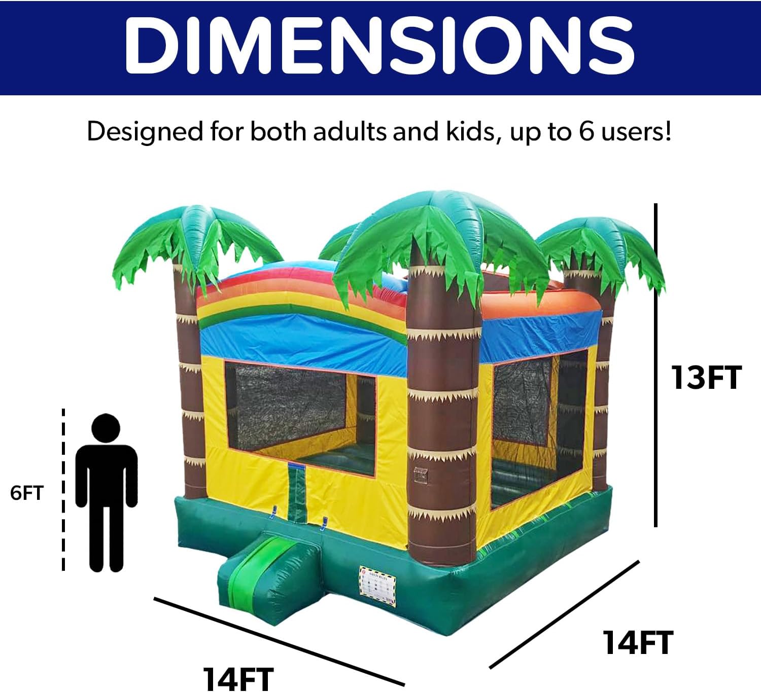 JumpOrange 14x14ft Safari Commercial Grade 15oz PVC Bounce House
