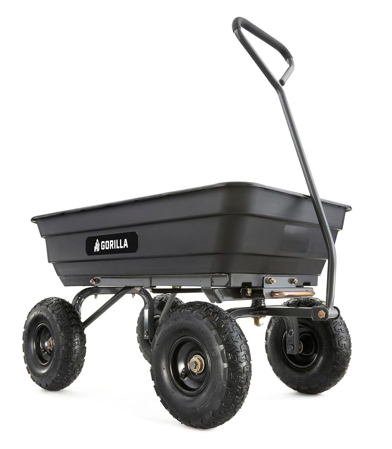 Gorilla Carts Poly Garden Dump Garden Cart with Easy to Assemble Steel Frame, Camping Wagon with Quick Release System, 1200 Pound Capacity, and 13 Inch Tires | 1,200-lb Capacity, 6 Cu Ft Tub Poly Dump Cart with Quick-Release Dump for Bigger Yard Cleanup…