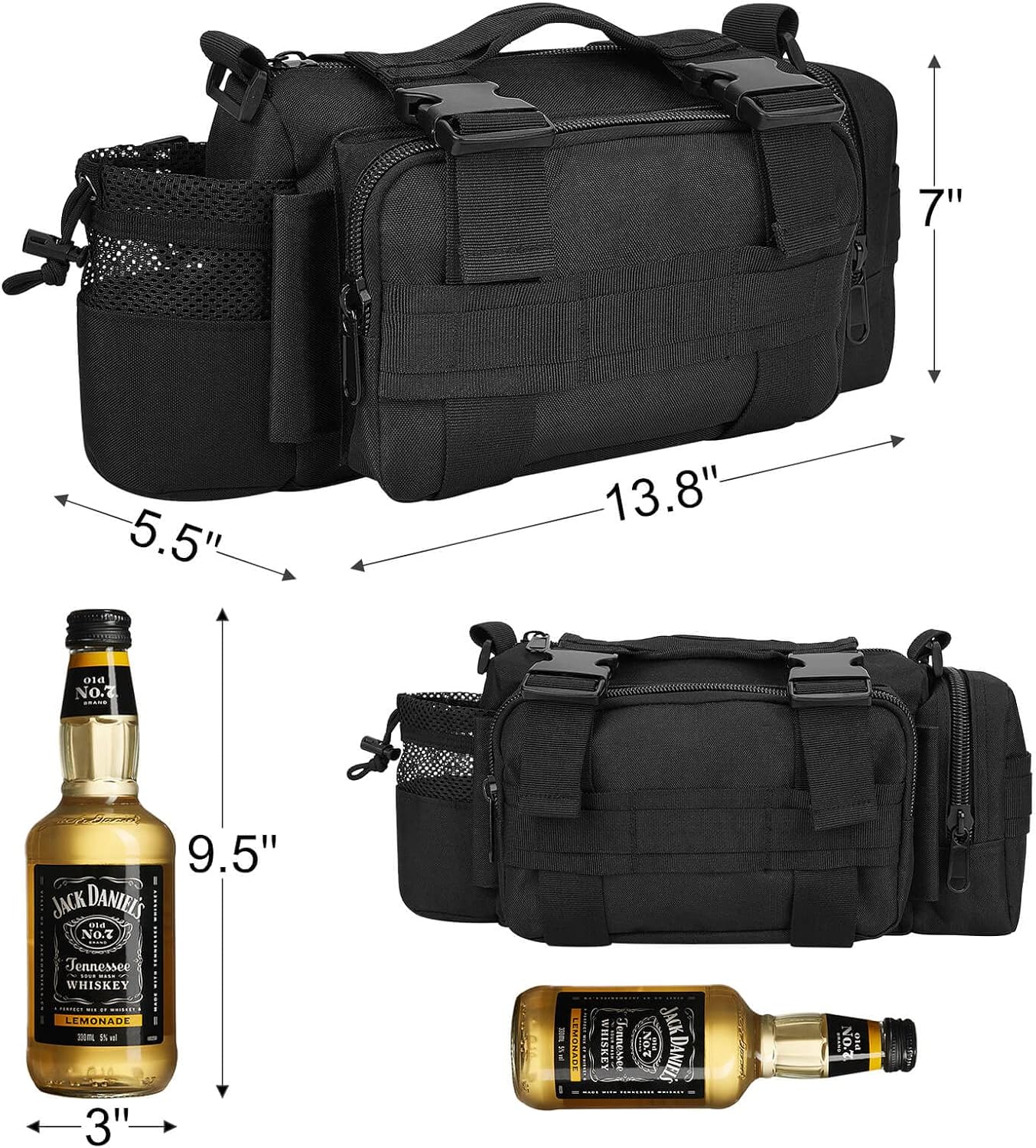 BraveHawk OUTDOORS Bike Handlebar Bag, 900D Nylon Oxford Multi-purpose Waist Bag Water Resistant Bicycle Cycling Pack (Black)