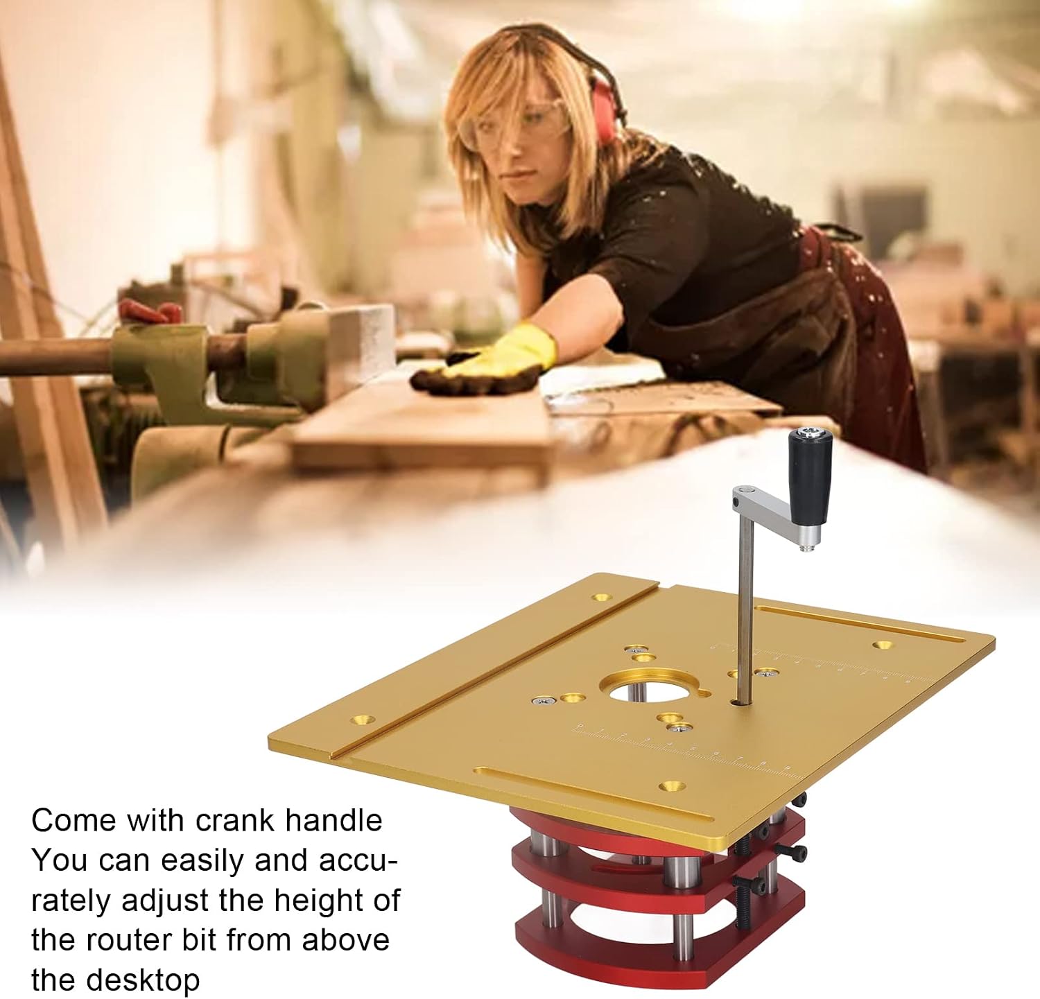 Kreg Router Table Lift Compatible, Aluminum Alloy Manual Router System Kit with Crank Handle for Easy Adjustment, Ideal for Small Trimming Machines Silver