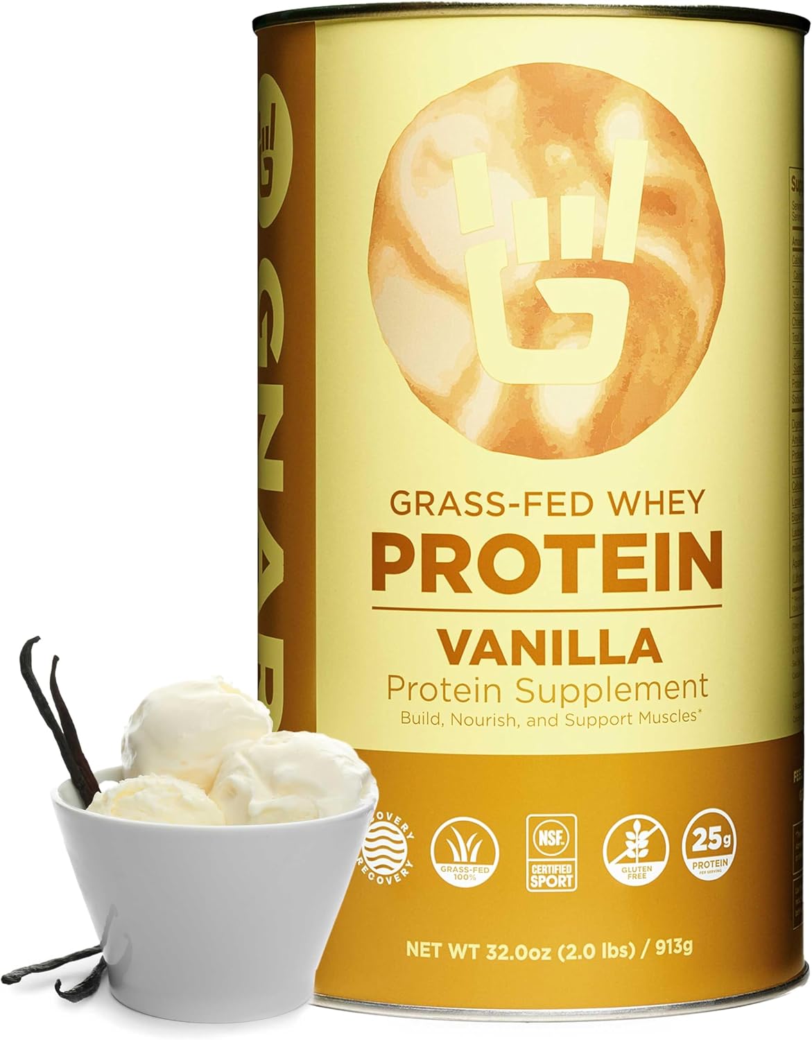 Gnarly Nutrition Chocolate Protein Powder – NSF Sport Certified – 25g Protein, Muscle Repair – Grass Fed Whey Powder, Smooth Taste – Chocolate, 32 oz