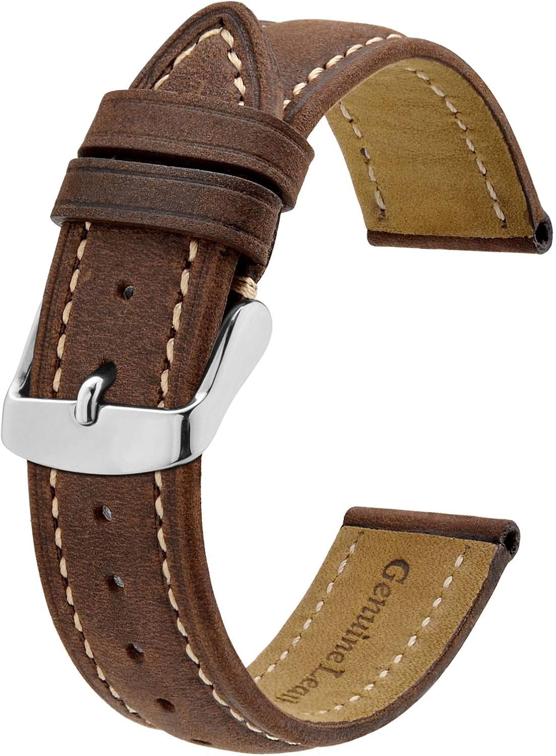 BISONSTRAP Watch Strap, Vintage Leather Replacement Bracelet, Band Width-14mm 15mm 16mm 17mm 18mm 19mm 20mm 21mm 22mm 23mm 24mm