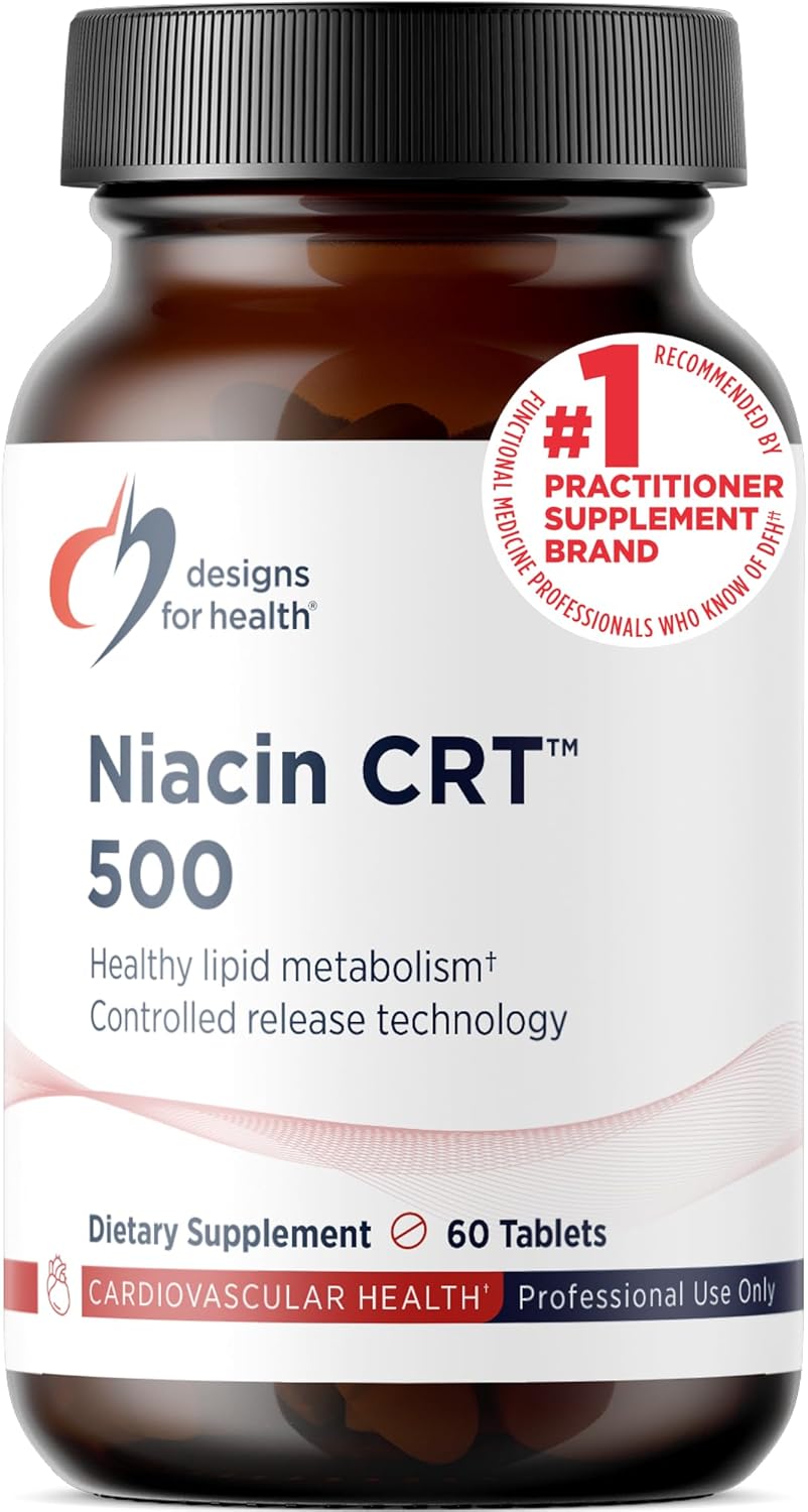 Designs for Health Niacin 500mg - Niacin CRT Vitamin B3 (Nicotinic Acid), Controlled Slow Release Tablets to Help Minimize Flush - Non-GMO