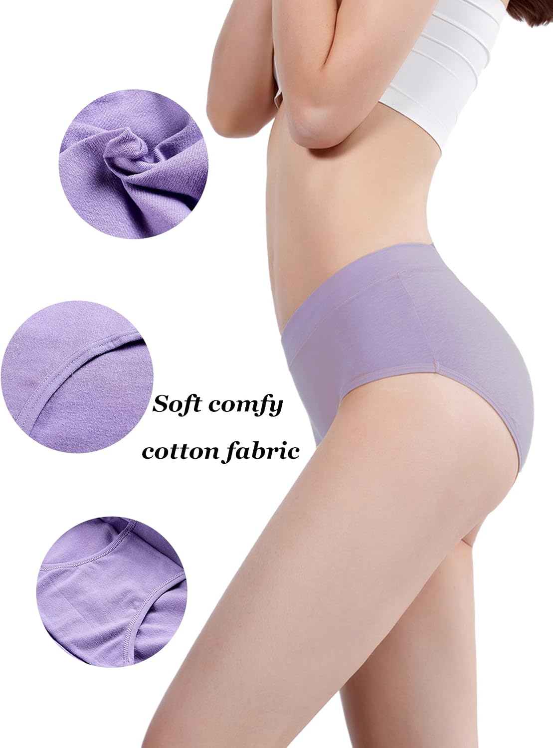 Buankoxy Women's Mid-Rise Stretch Cotton Panties, Assorted Colors