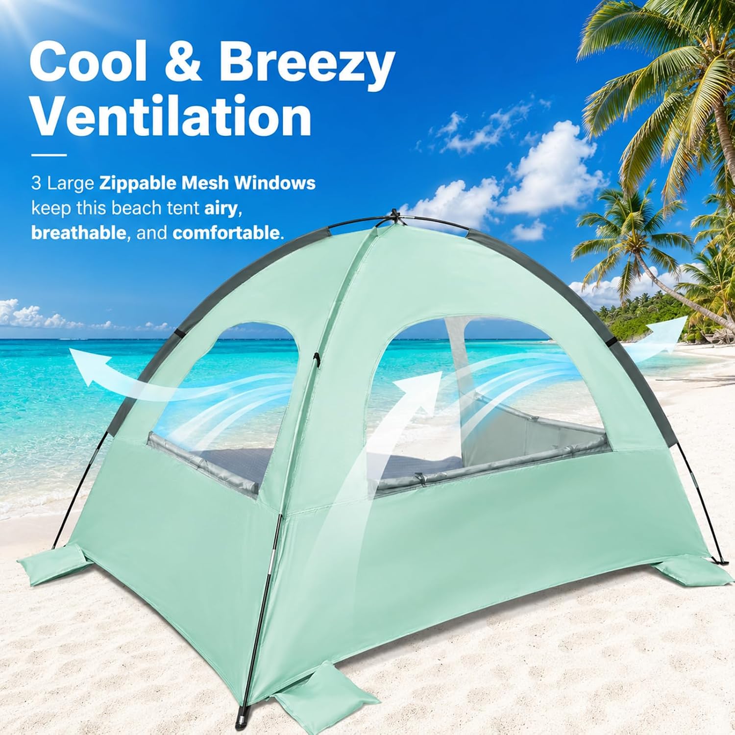 NXONE Beach Tent Sun Shelter, UPF 50+ UV Protection, Easy Setup
