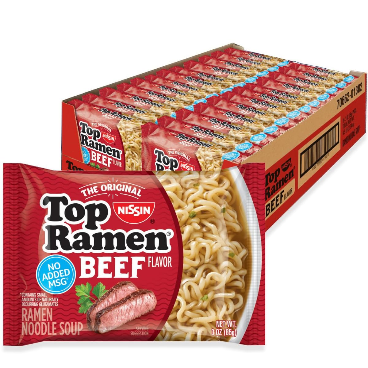 Nissin Top Ramen Noodle Soup, Chicken, 3 Ounce (Pack of 24) | Quick, convenient meal ready in minutes with just hot water.