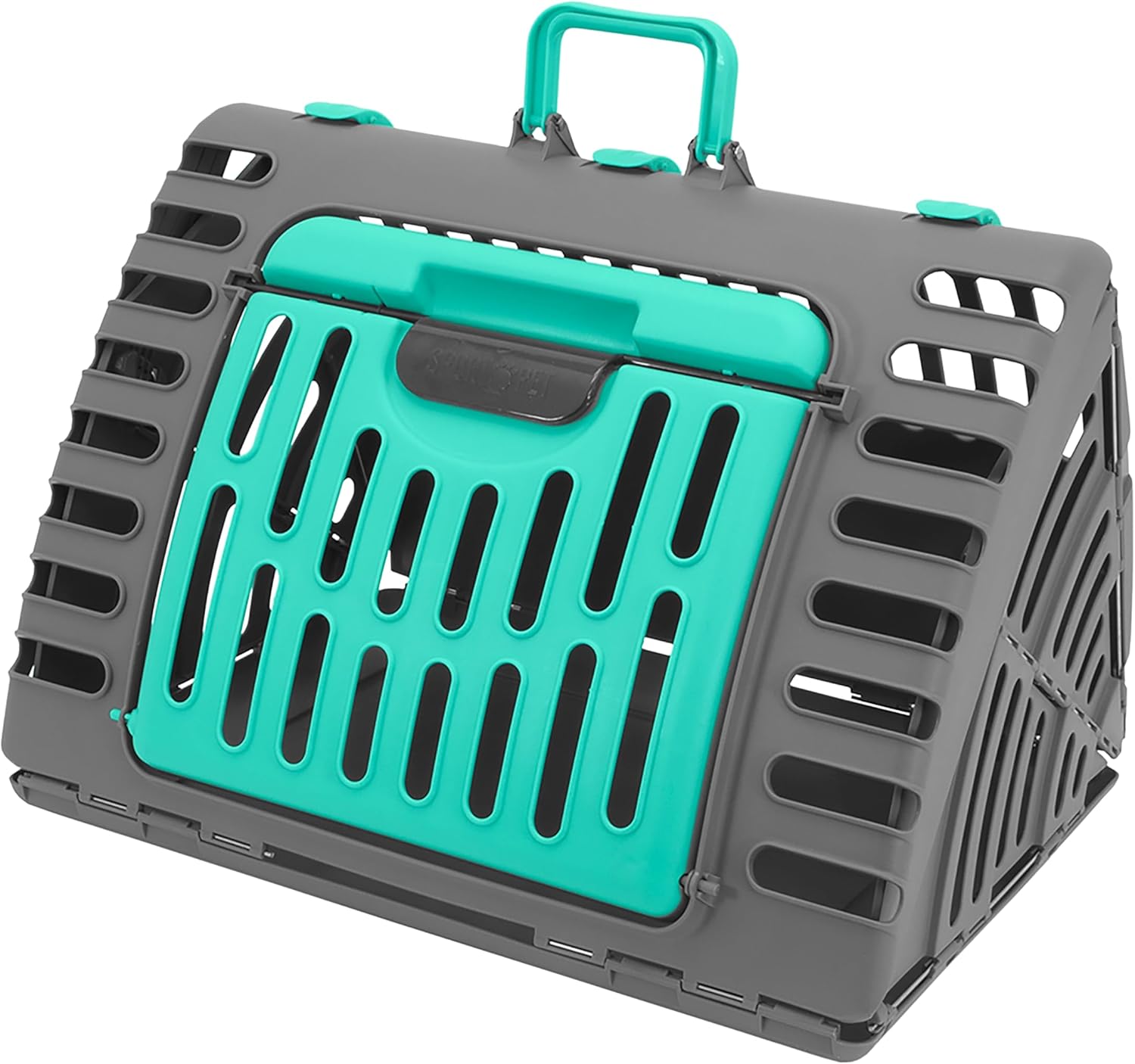 SportPet Large Hard-Sided Travel Cat Carrier - Cat Carrier with Patented Wide Side-Opening Door