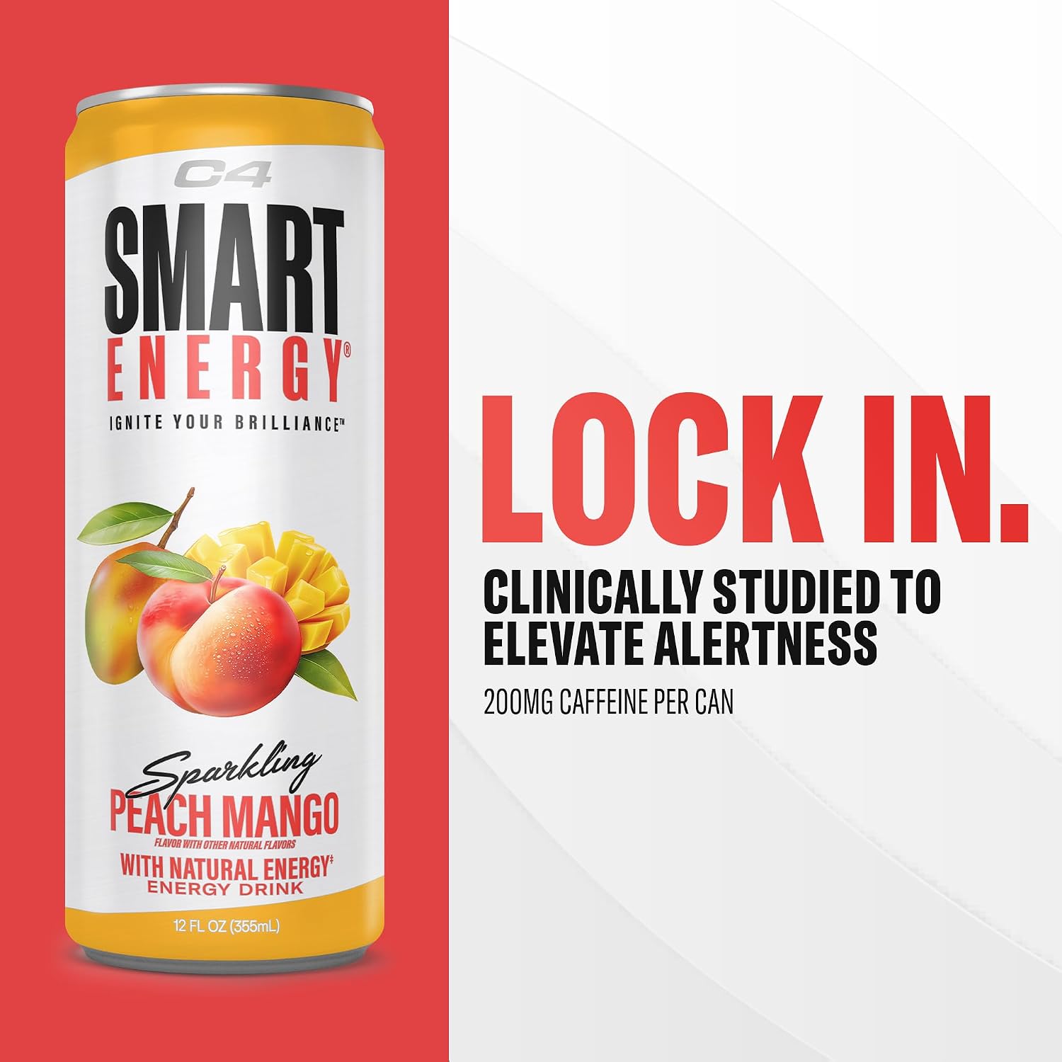C4 Smart Energy Drink, 200mg Caffeine, 12 Fl Oz 12pk
