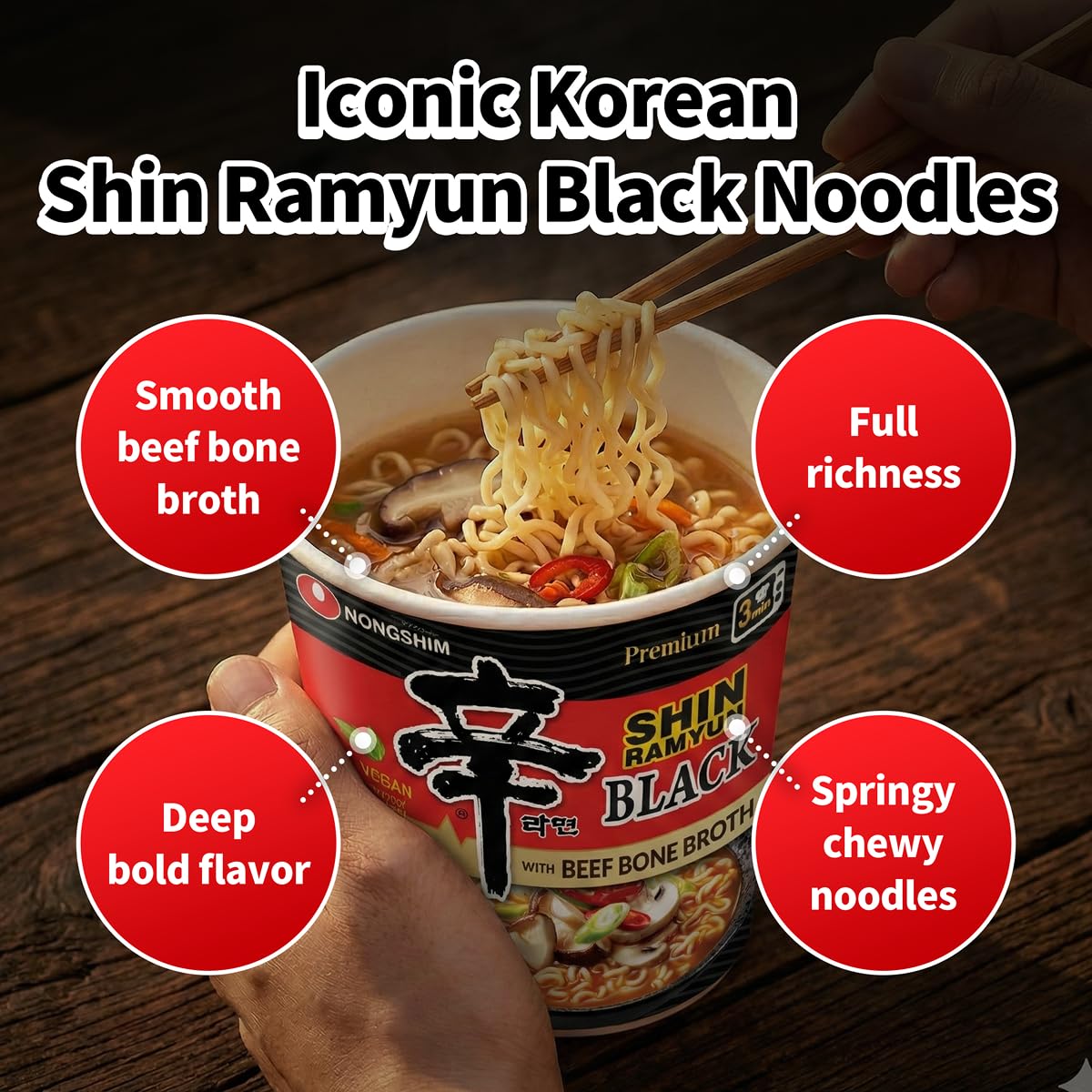 Nongshim Shin Noodle Ramyun, Gourmet Spicy Picante, 4.2-Ounce Packages (Pack of 16)