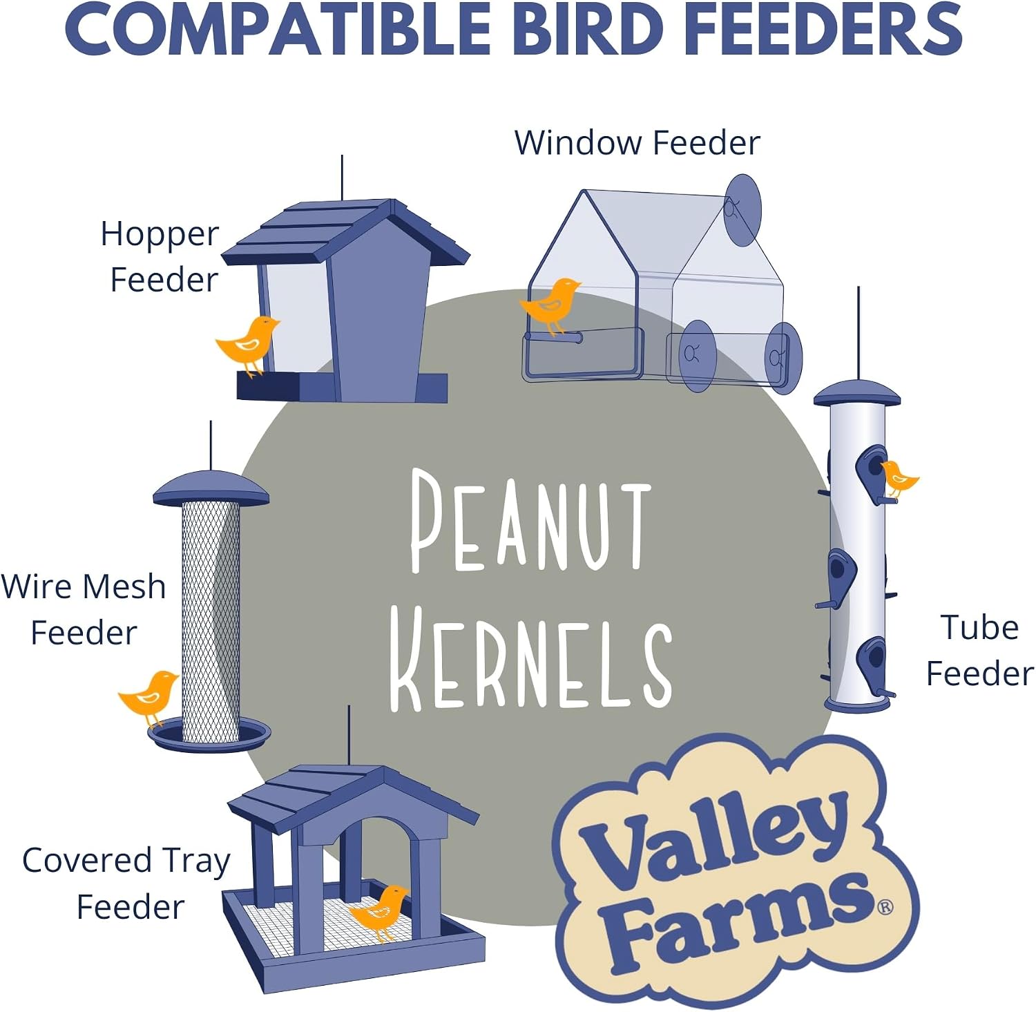 Valley Farms Whole Peanut Kernels (4 LB) Wild Bird Food for Outside Feeders, Peanuts for Birds, Chickadee Bird Seed for Outside Feeders