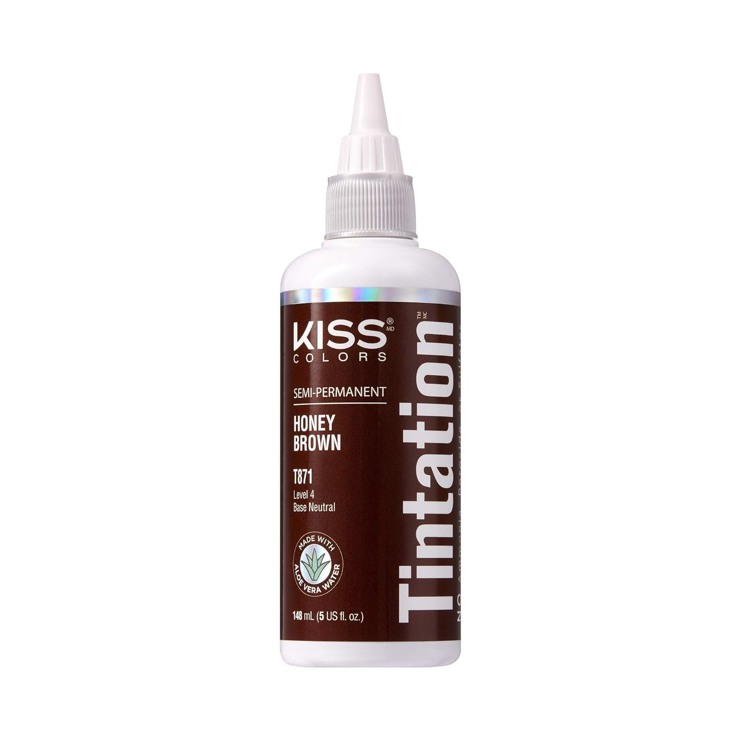 Red by Kiss Tintation Semi-Permanent Hair Color, Aloe Vera Water Based, Argan Oil, Olive Oil, Collagen & Keratin, Long-Lasting Color Dye (Honey Brown, 5 Fl Oz)