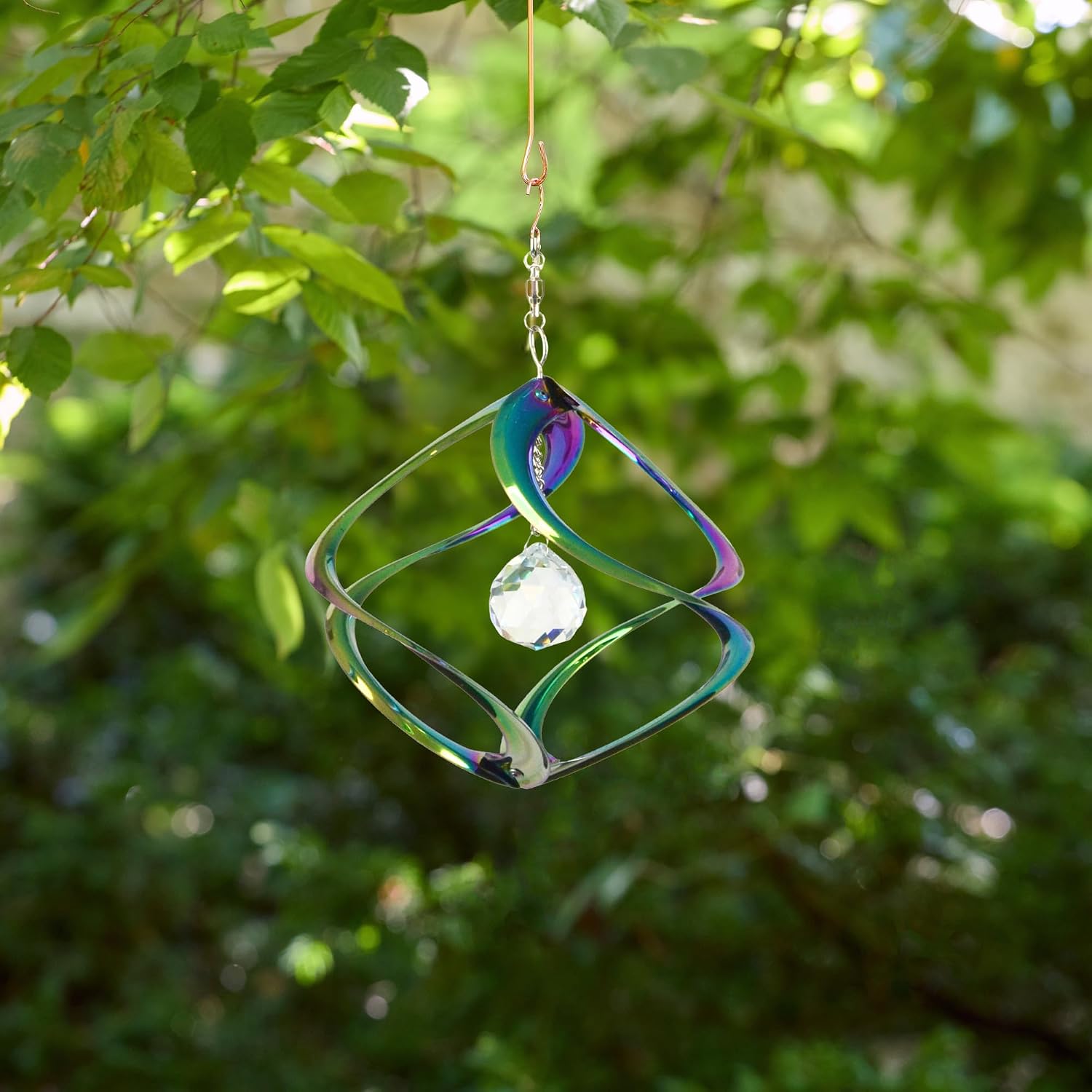 Red Carpet Studios The Original Cosmix Helix Wind Spinner Indoor/Outdoor Hanging Art, 11" Tall, Copper with Blue Planet