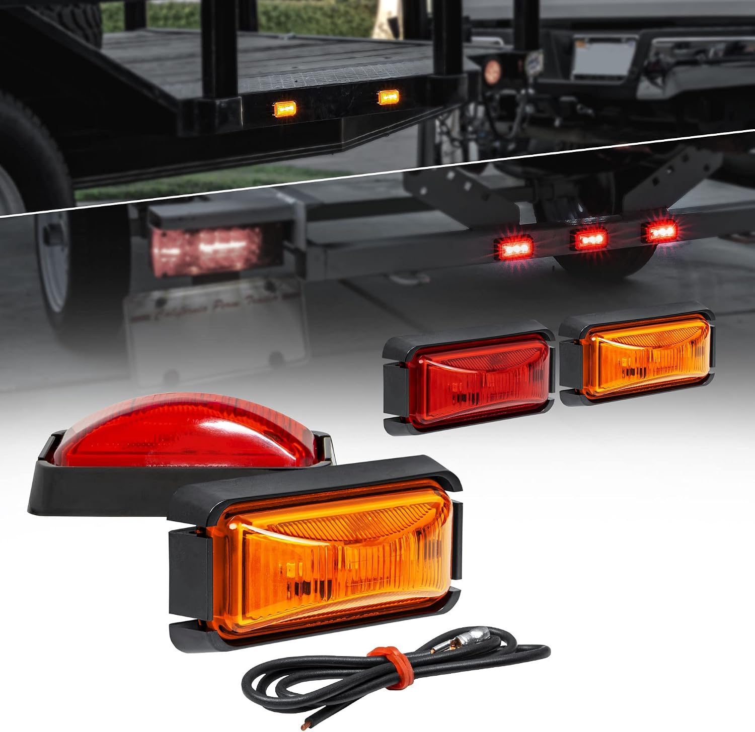 TRUE MODS 2pc 2.5" Amber Rectangle LED Trailer Marker Lights for Truck RV