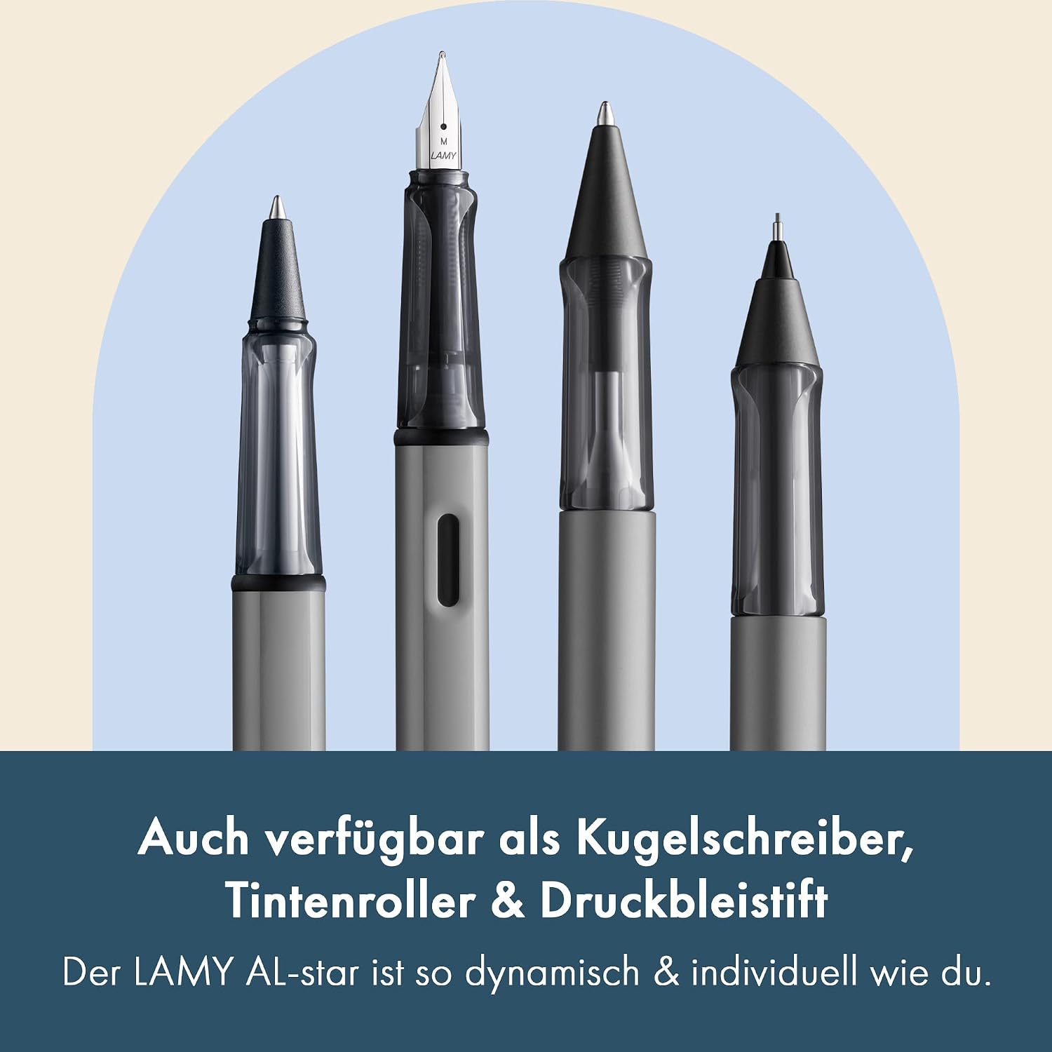 LAMY AL-star black - Fountain Pen with ergonomic grip & black Left-Handed steel nib (LH) in size M - lightweight aluminum body - including LAMY T 10 blue cartridge