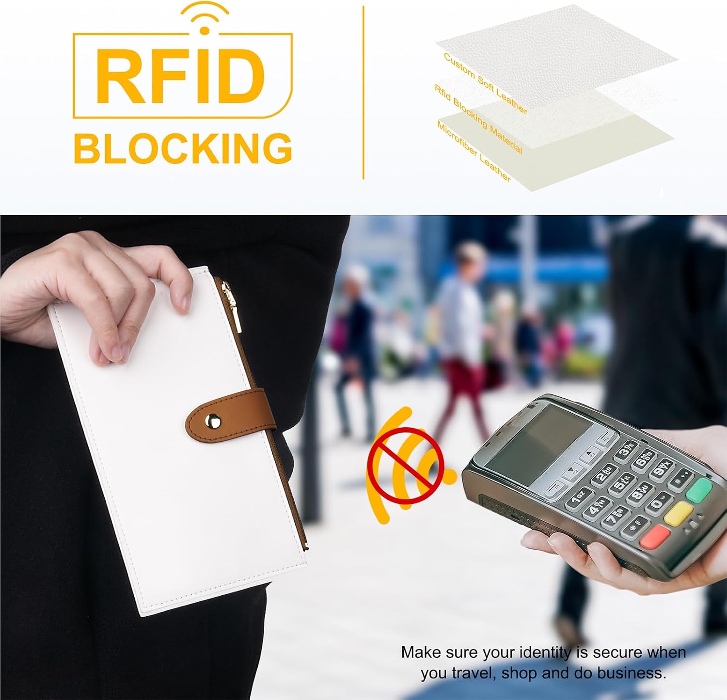 Travelambo RFID Wallet Women Large Size Bifold Multi Card Wallet Case with Zipper Pocke Credit Card Holder for Women