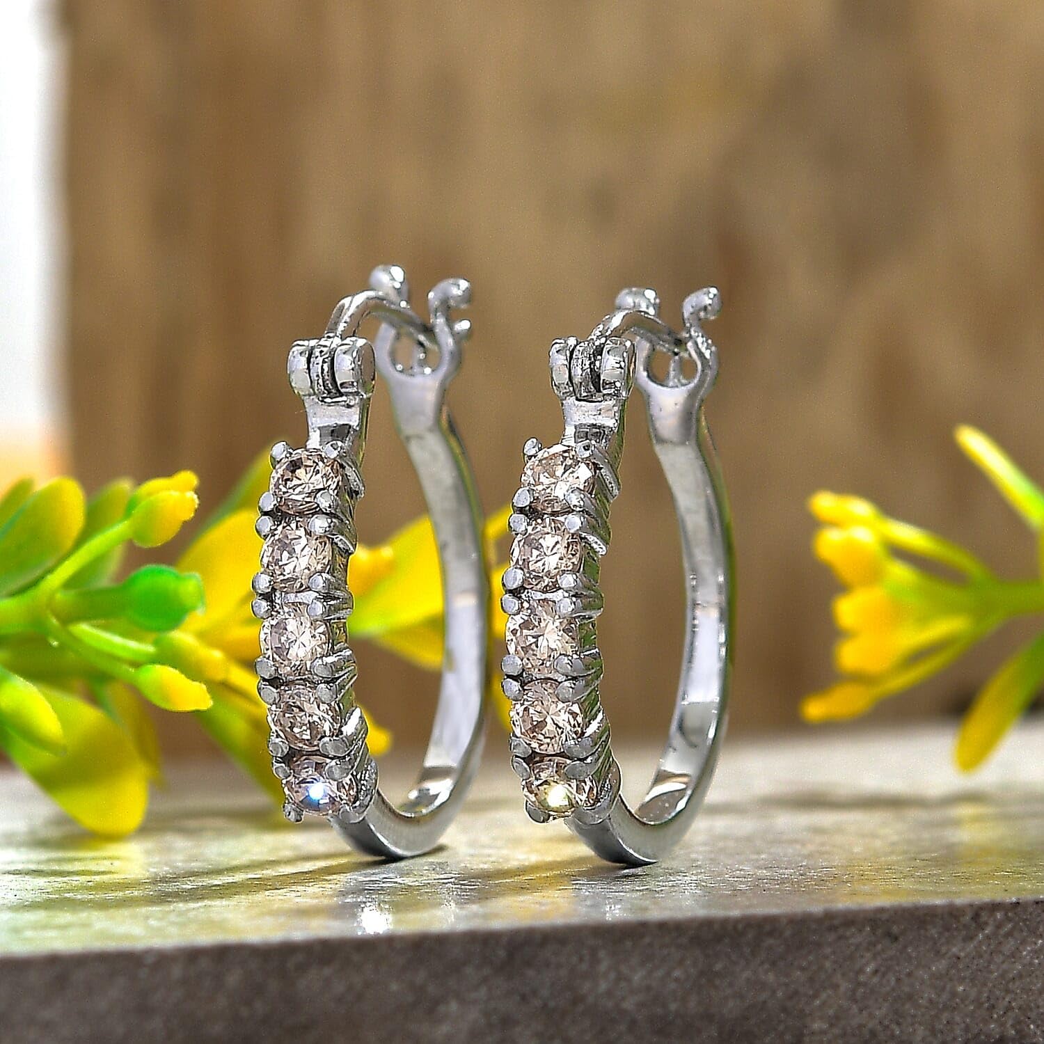 Champagne Cubic ZirconiaEarrings in Stainless Steel