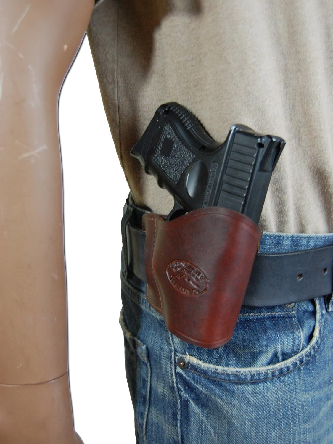 Barsony New Burgundy Leather Yaqui Style Gun OWB Holster for Compact Sub-Compact 9mm 40 45