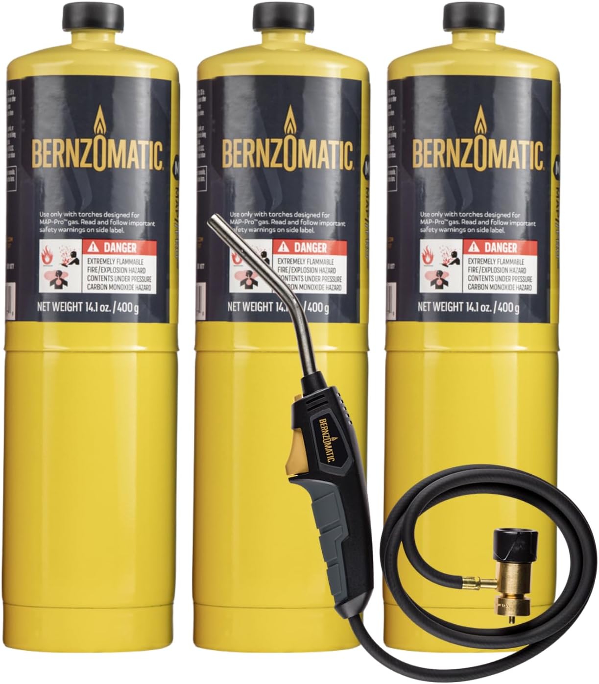 Bernzomatic BZ8250HT Reach Hose Torch, Trigger-Start Hose Torch with Included Holster For Fuel Canister, Red (8250 Reach Torch)